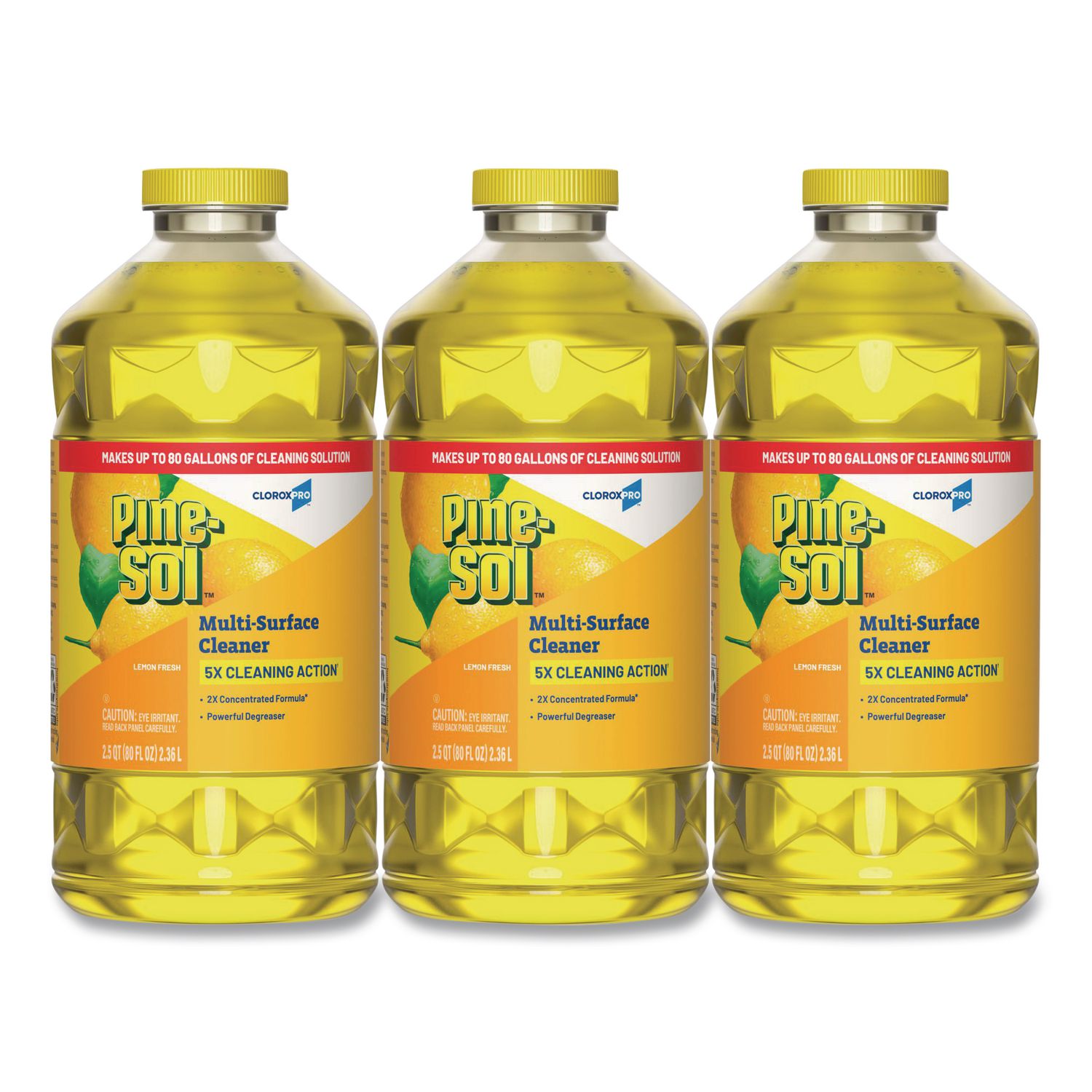 CloroxPro Multi-Surface Cleaner Concentrated, Lemon Fresh Scent, 80 oz Bottle, 3/Carton