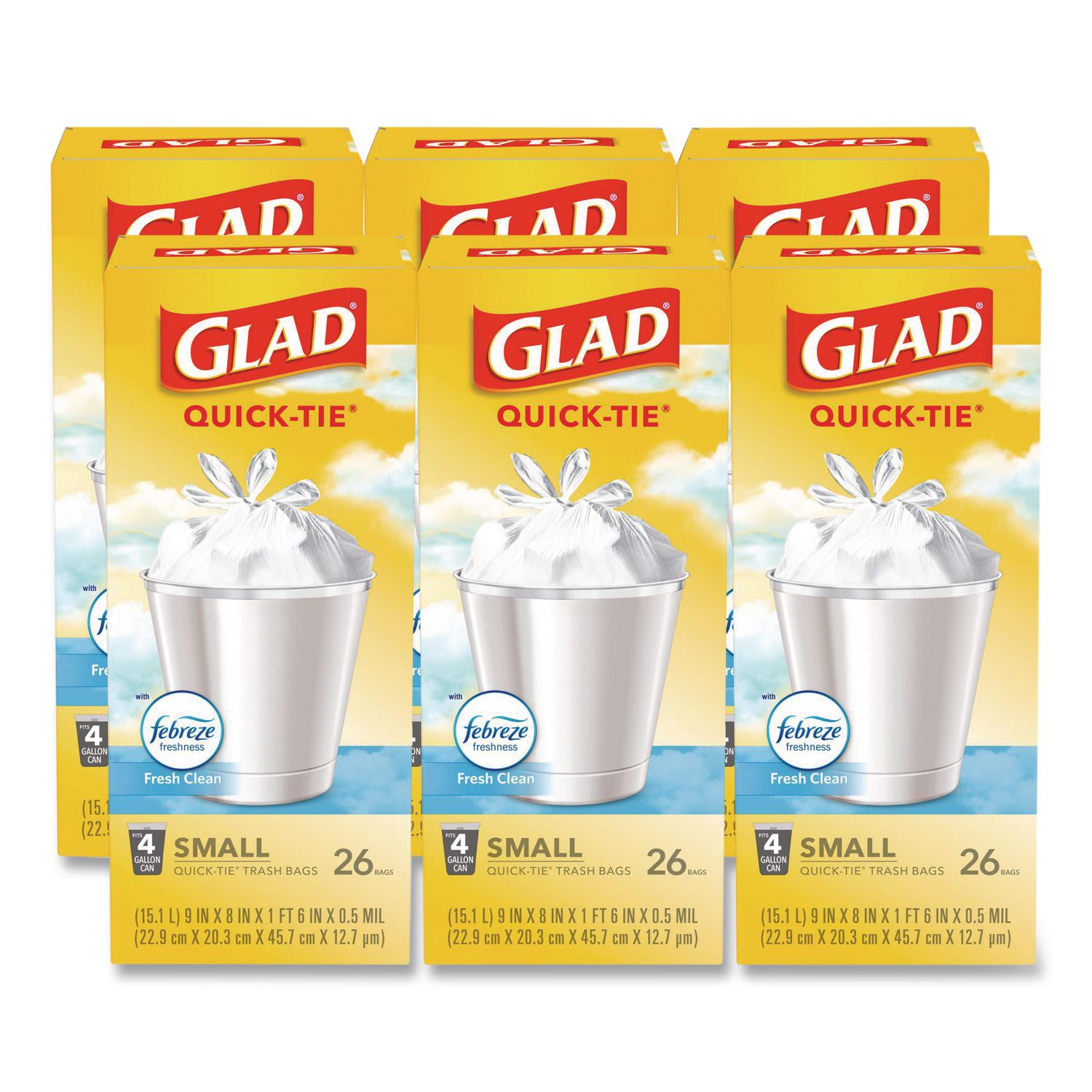 OdorShield Quick-Tie Small Trash Bags, 4 gal, 0.5 mil, 8" x 18", White, 156/Carton