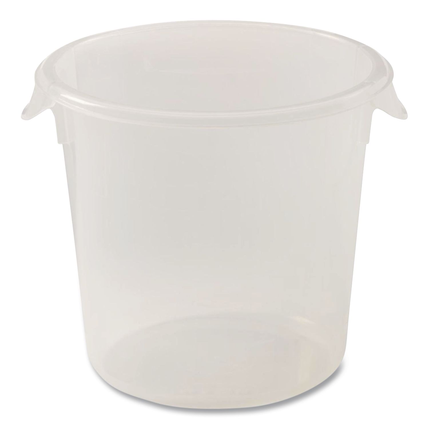 Round Storage Containers, 4 qt, 8.5" Diameter x 7.5" h, Plastic, Clear