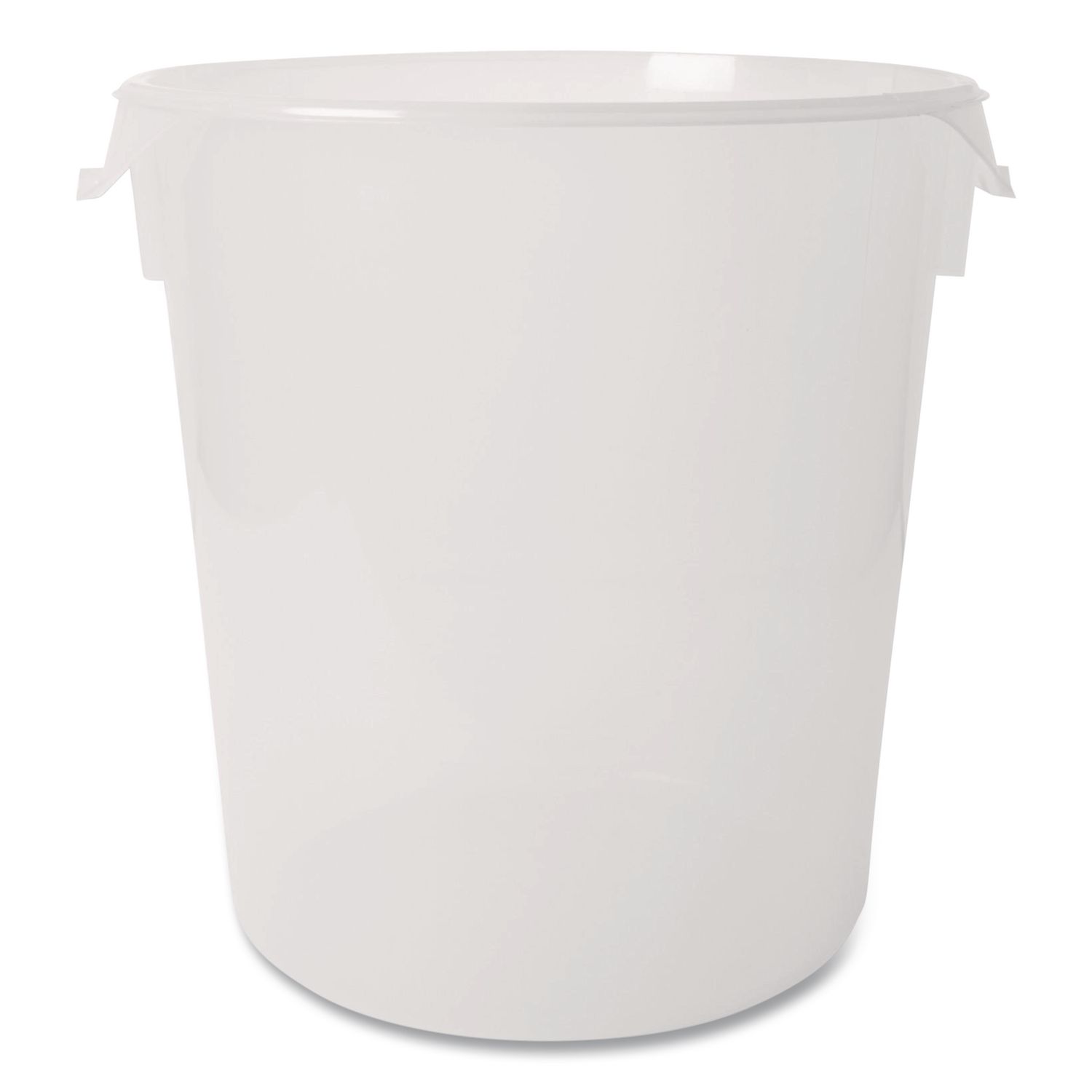 Round Storage Containers, 22 qt, 13.13" Diameter x 14" h, Plastic, Clear