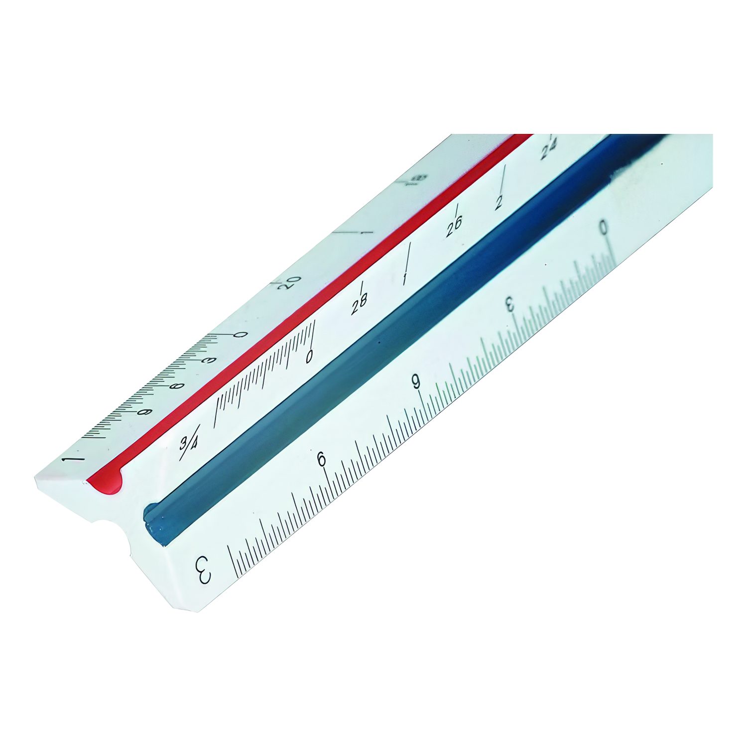 Triangular Scale for Architects, Color-Coded Grooves, 12