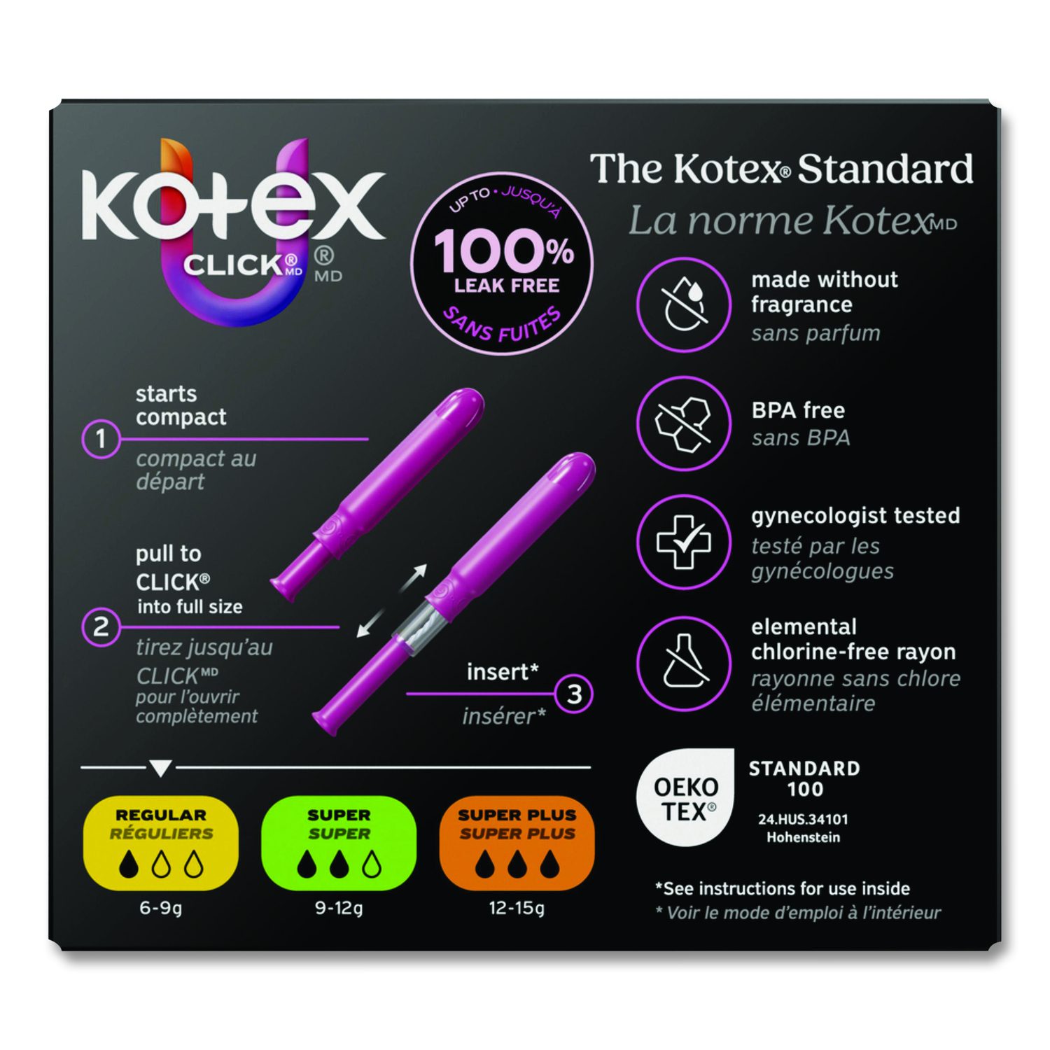 U by Kotex Click Compact Tampons, Regular Absorbency, 16/Pack, 8