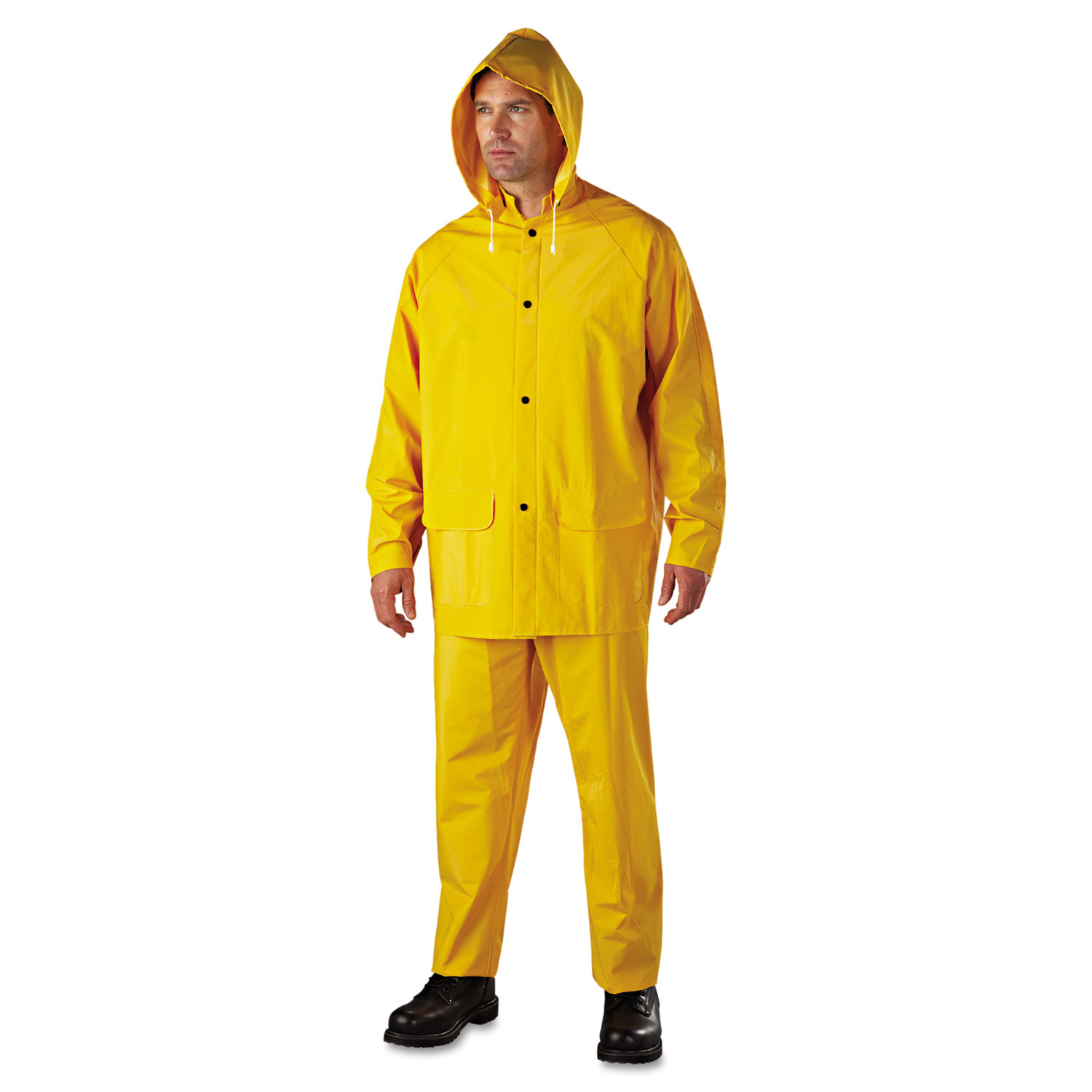 Rainsuit, PVC/Polyester, Yellow, Large