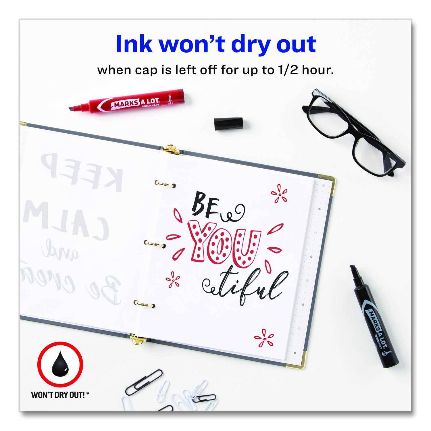 MARKS A LOT Regular Desk-Style Permanent Marker Value Pack, Broad Chisel Tip, Assorted Colors, 24/Pack