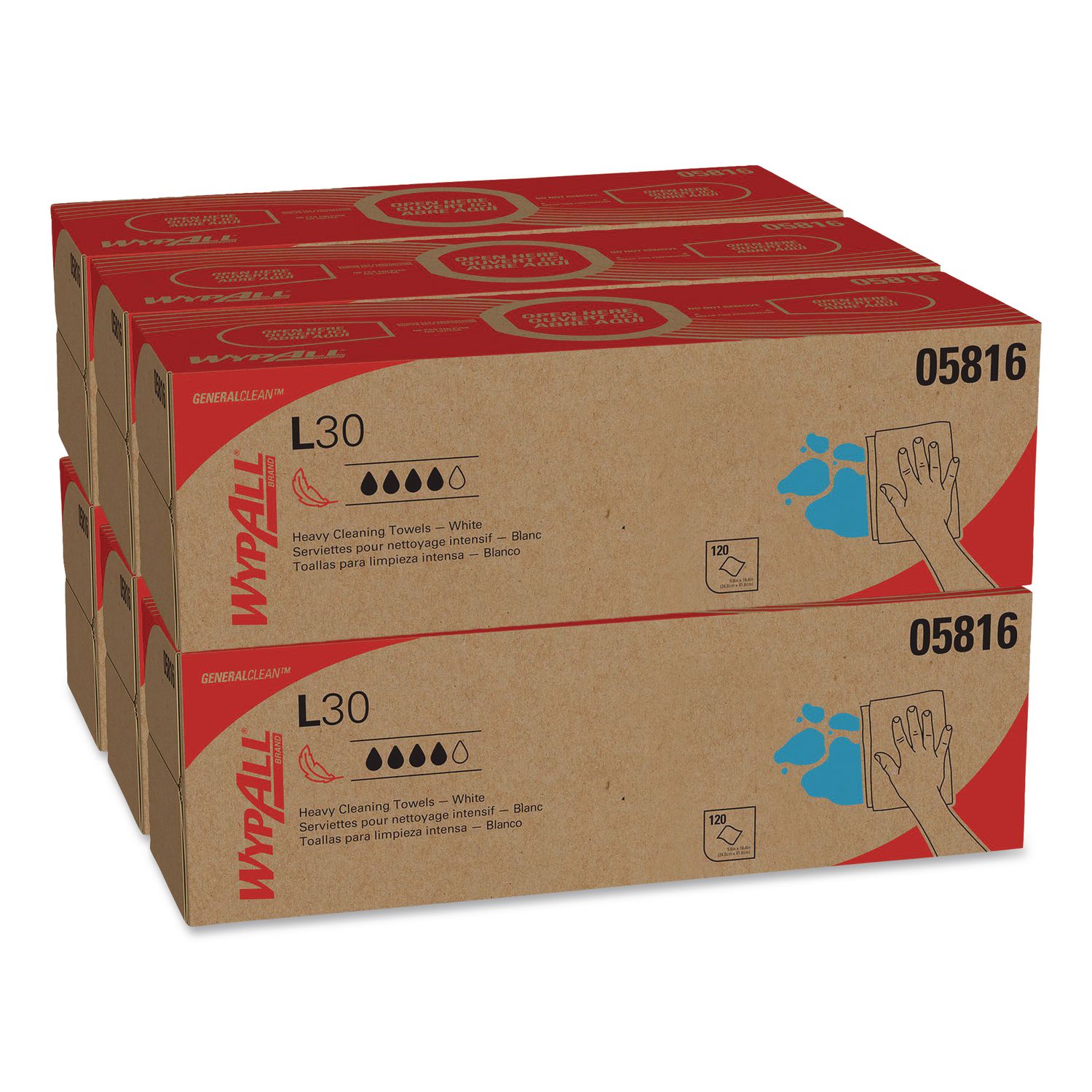 L30 Towels, POP-UP Box, 9.8 x 16.4, White, 120/Box, 6 Boxes/Carton KCC05816