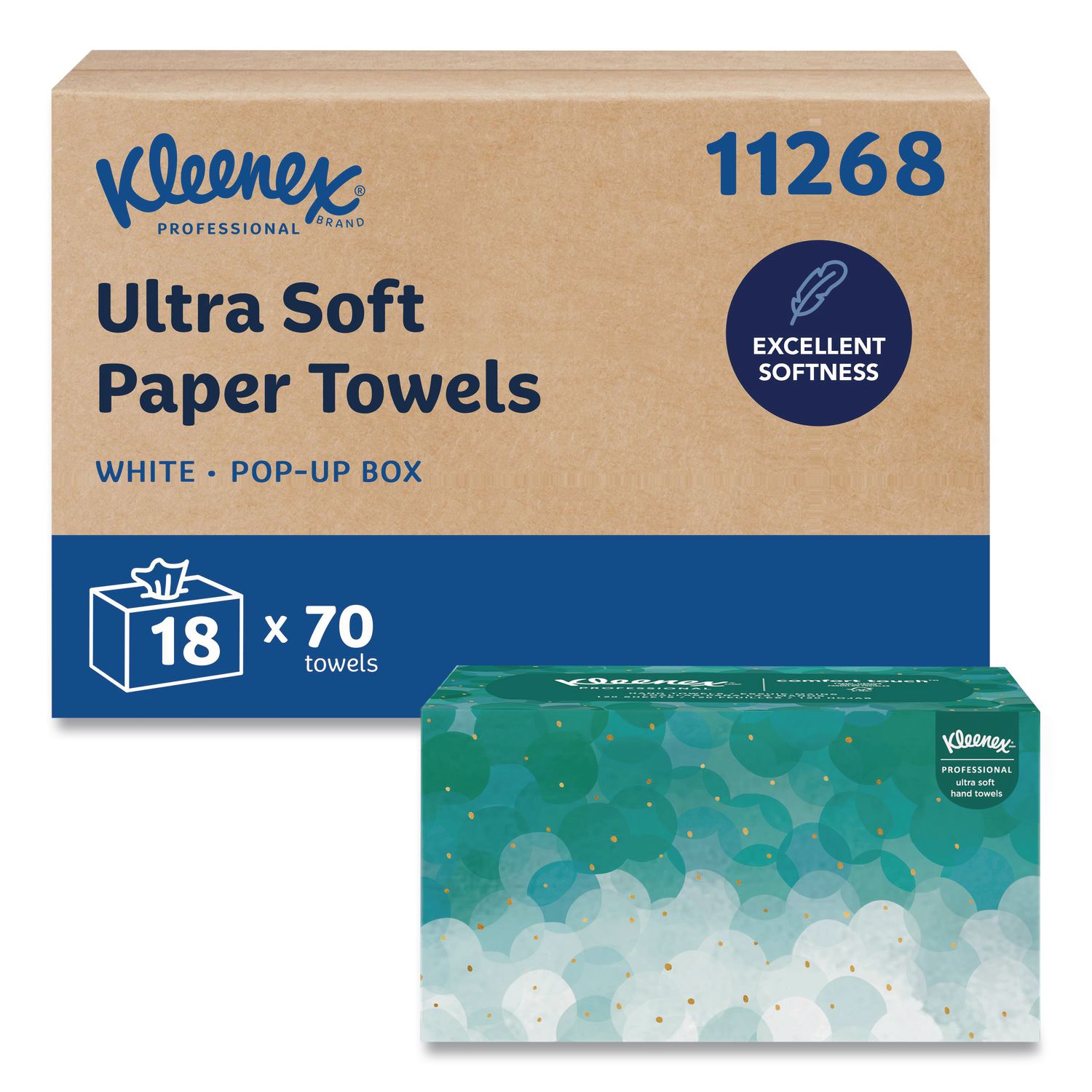 Ultra Soft Hand Towels, POP-UP Box, 1-Ply, 9 x 10, White, 70/Box KCC11268