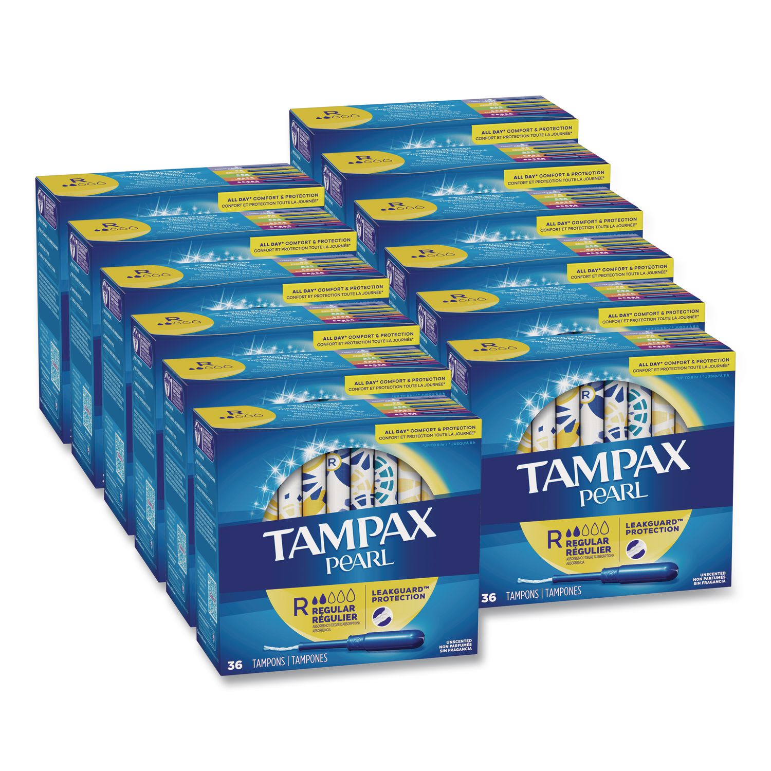Pearl Tampons, Regular, 36/Box, 12 Box/Carton PGC71127