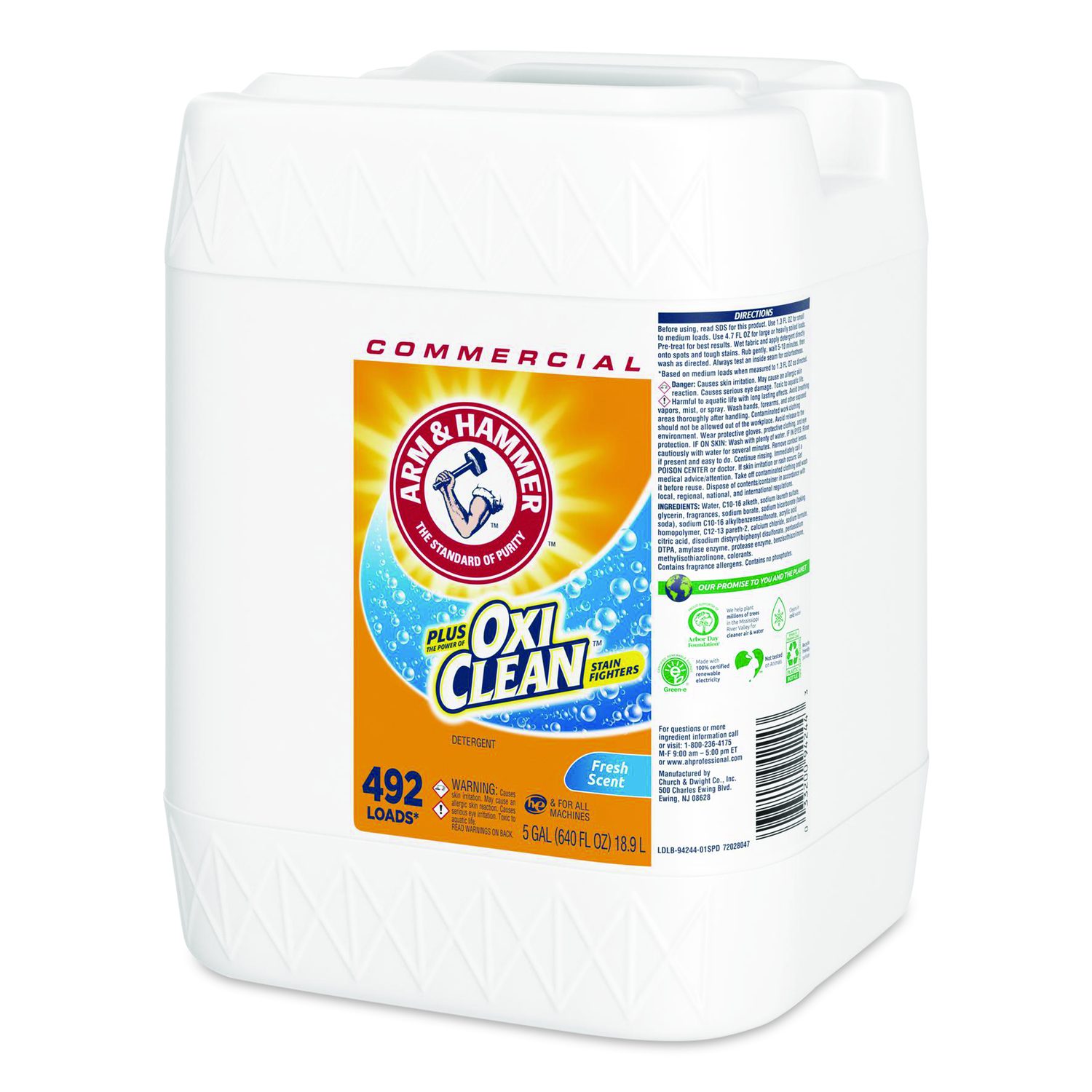 Plus OxiClean Laundry Detergent, 492 Loads, Fresh Scent, 5 gal Jug
