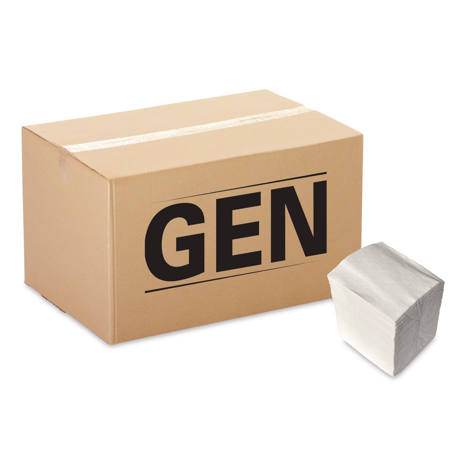 Cocktail Napkins, 1-Ply, 9w x 9d, White, 500/Pack, 8 Packs/Carton GENCOCKTAILNAPW