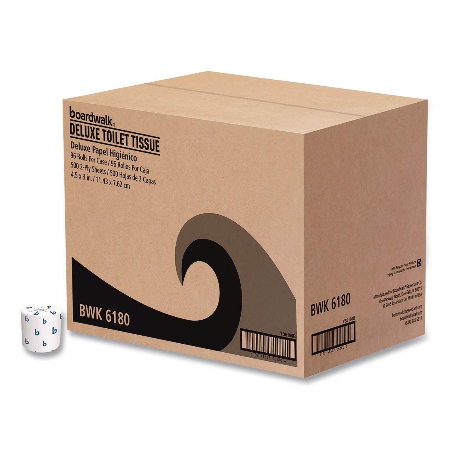 2-Ply Toilet Tissue, Septic Safe, White, 125 ft Roll Length, 500 Sheets/Roll, 96 Rolls/Carton BWK6180