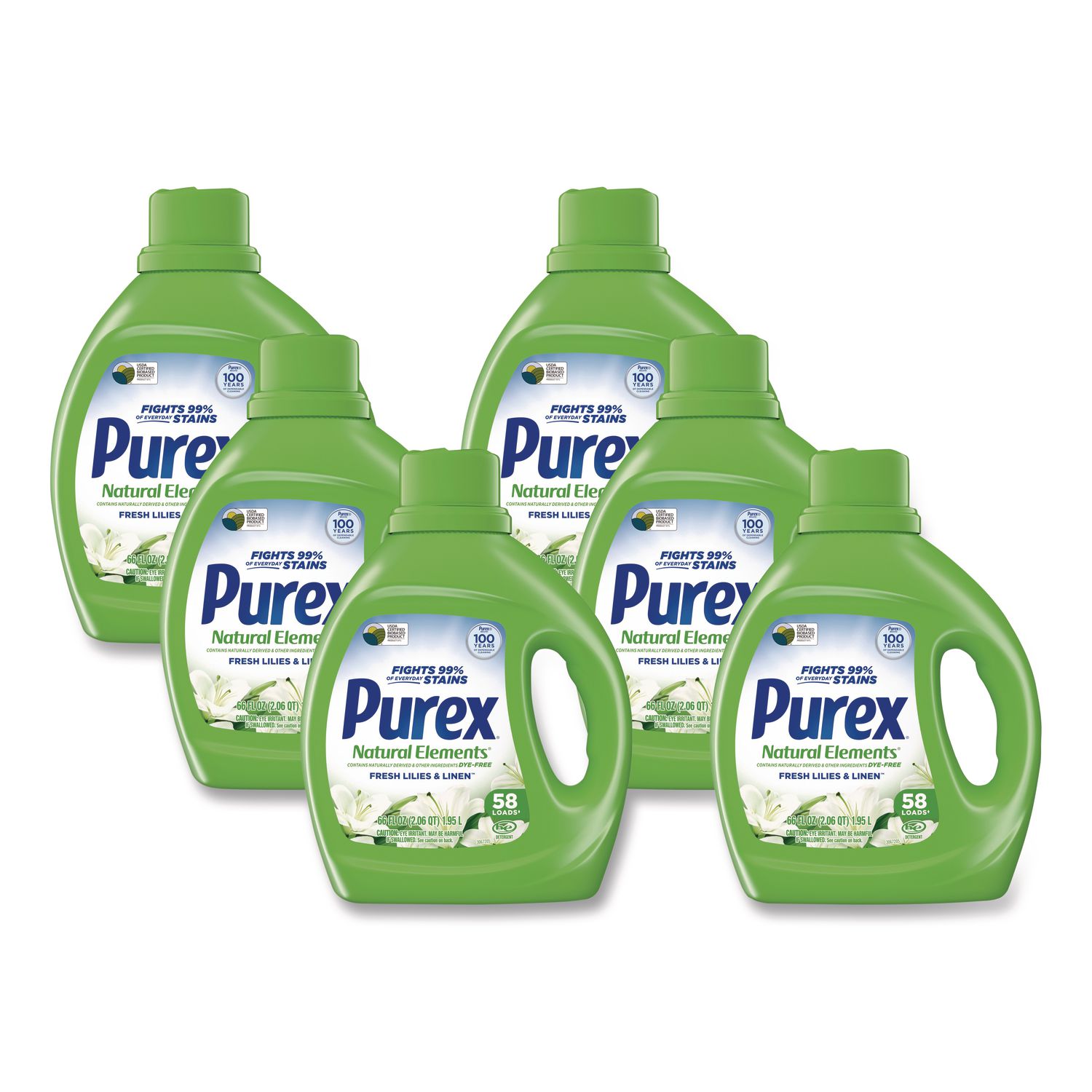 Natural Elements Liquid Laundry Detergent, Fresh Lilies and Linen, 66 oz Bottle, 6/Carton DIA05649CT