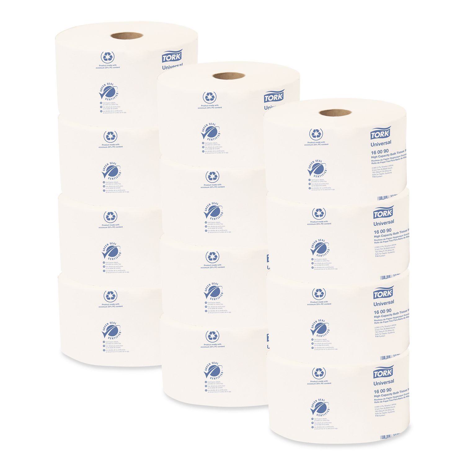 Universal High Capacity Bath Tissue w/OptiCore, Septic Safe, 2-Ply, White, 2,000/Roll, 12/Carton TRK160090
