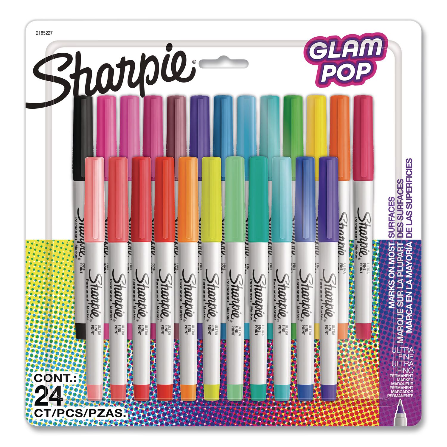 Ultra Fine Tip Permanent Marker, Ultra-Fine Needle Tip, Assorted Classic and Limited Edition Color Burst Colors, 24/Pack SAN1949558