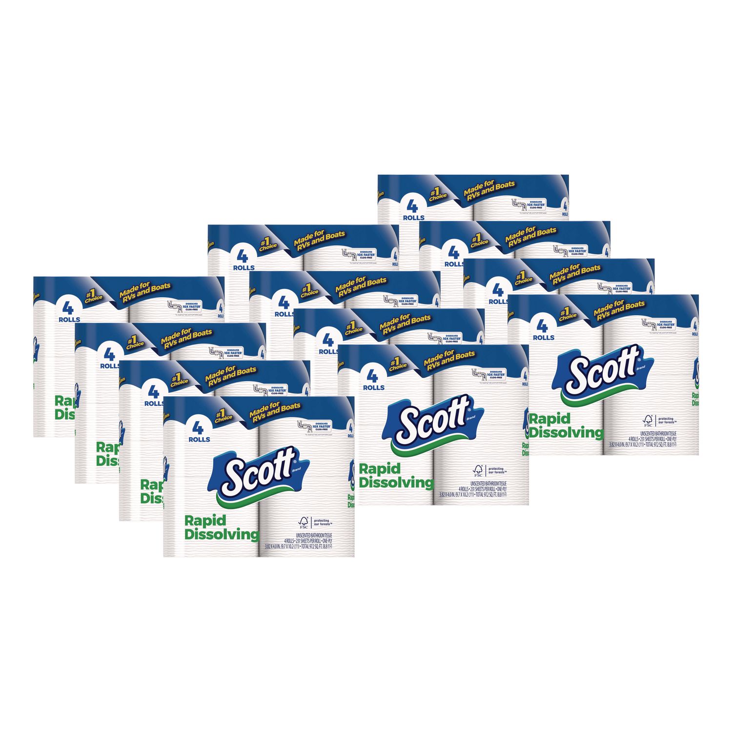 Rapid-Dissolving Toilet Paper, Bath Tissue, Septic Safe, 1-Ply, White ...