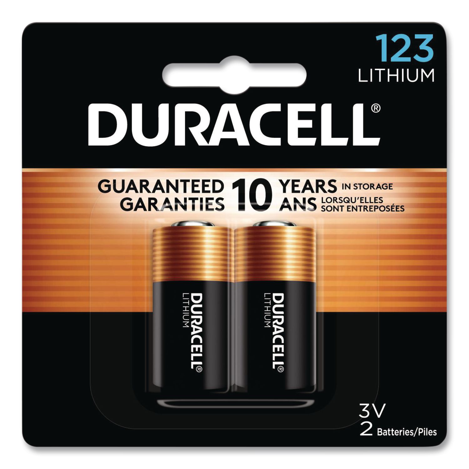 Specialty High-Power Lithium Battery, 123, 3 V, 2/Pack DURDL123AB2BPK