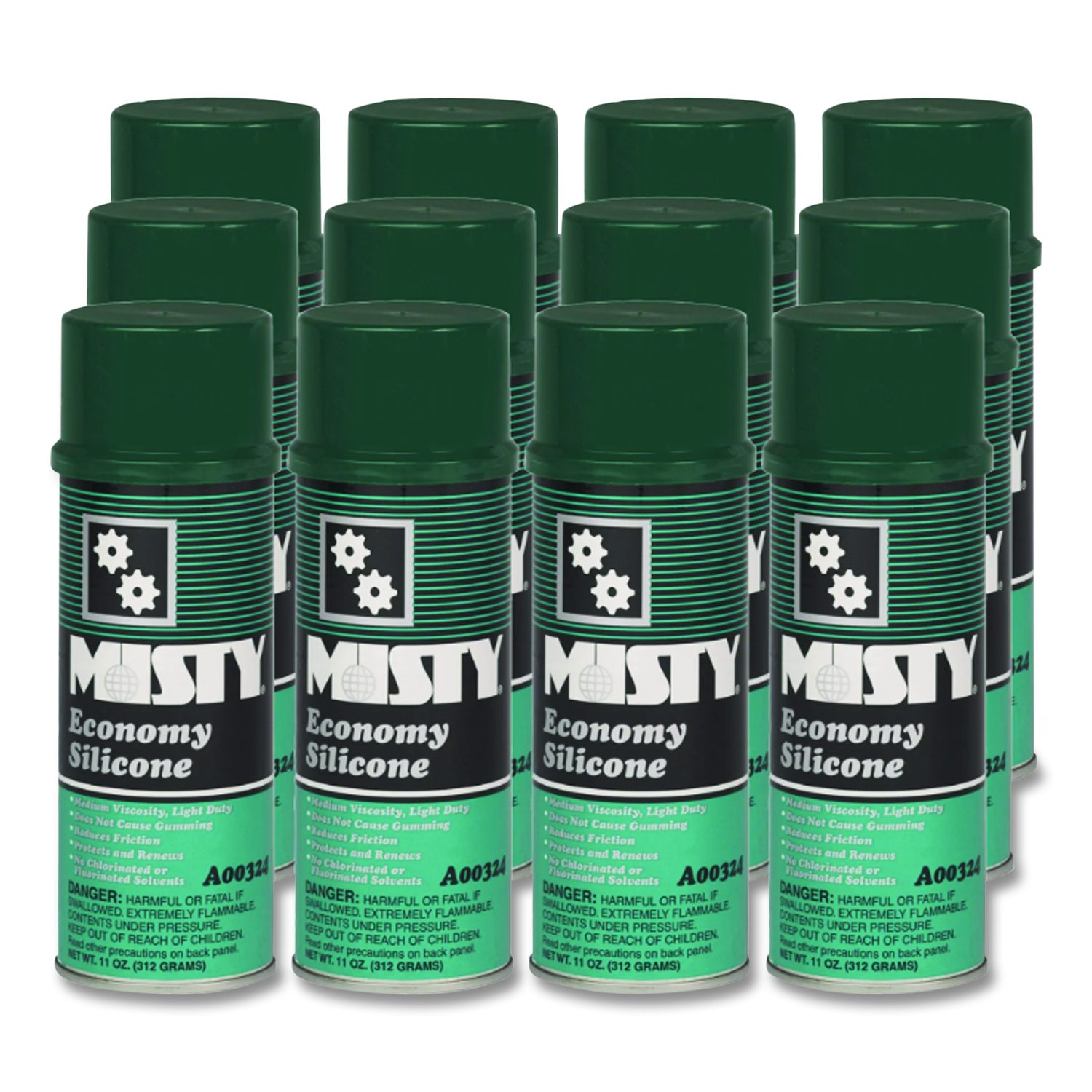 Economy Silicone Spray Lubricant, 11 oz Aerosol Can, 12/Carton