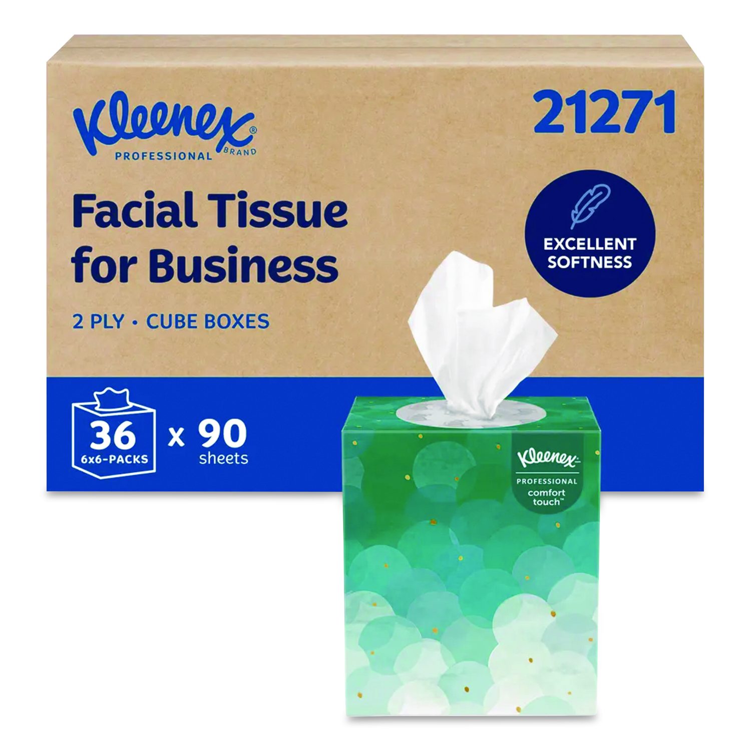 Boutique White Facial Tissue for Business, Pop-Up Box, 2-Ply, 95
