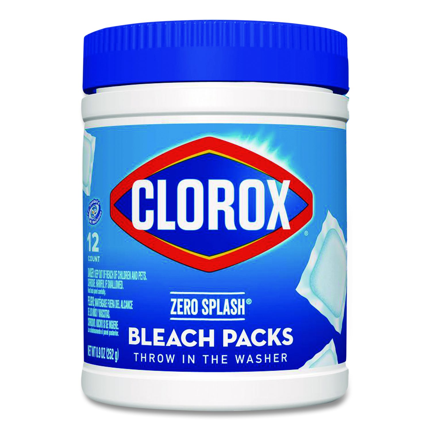 Zero Splash Bleach Packs, Regular Scent, 12 Packs/Canister, 6 Canisters/Carton