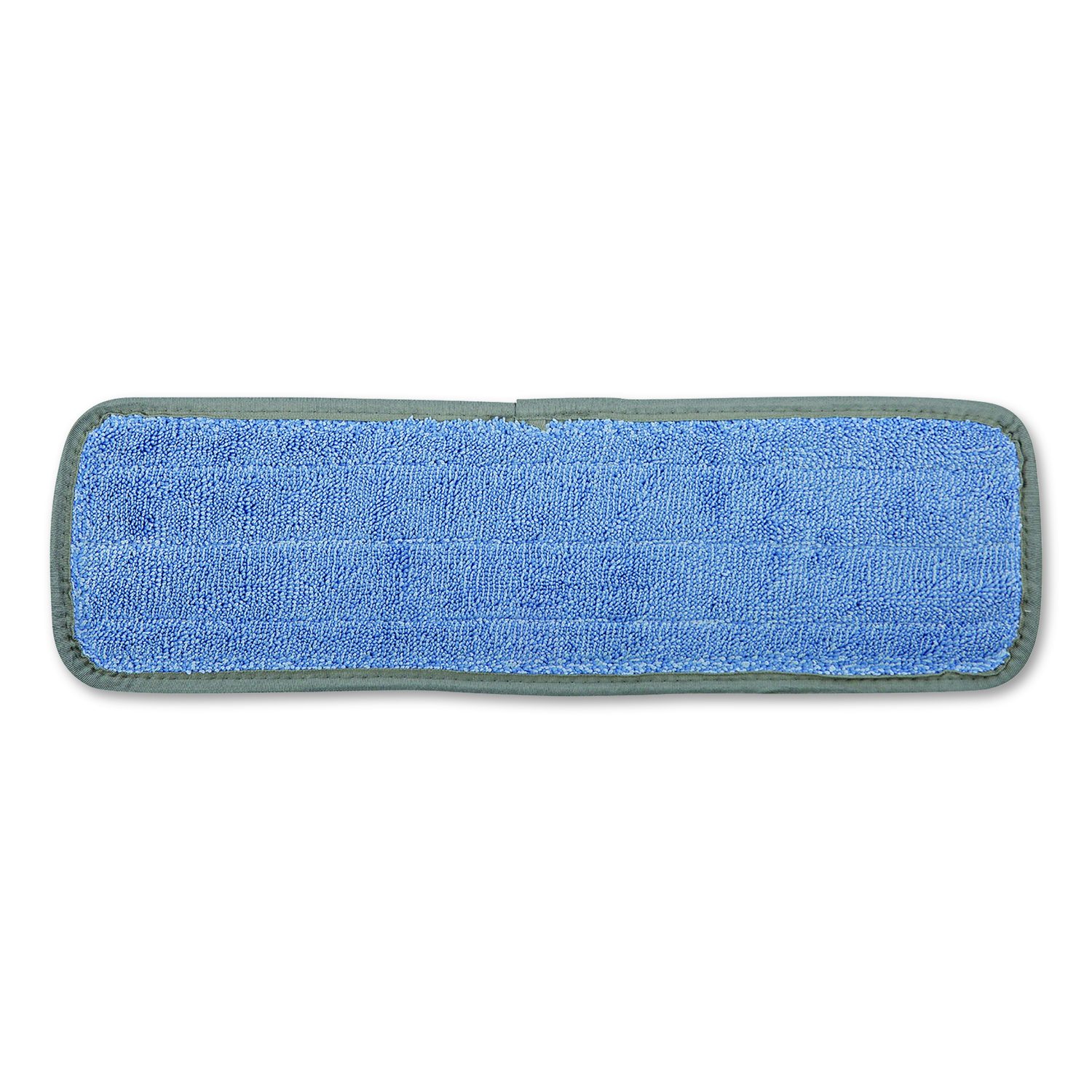 Microfiber Wet Mop Head, Blue, 18 x 5, Split Microfiber, Hook and Loop Back, Dozen