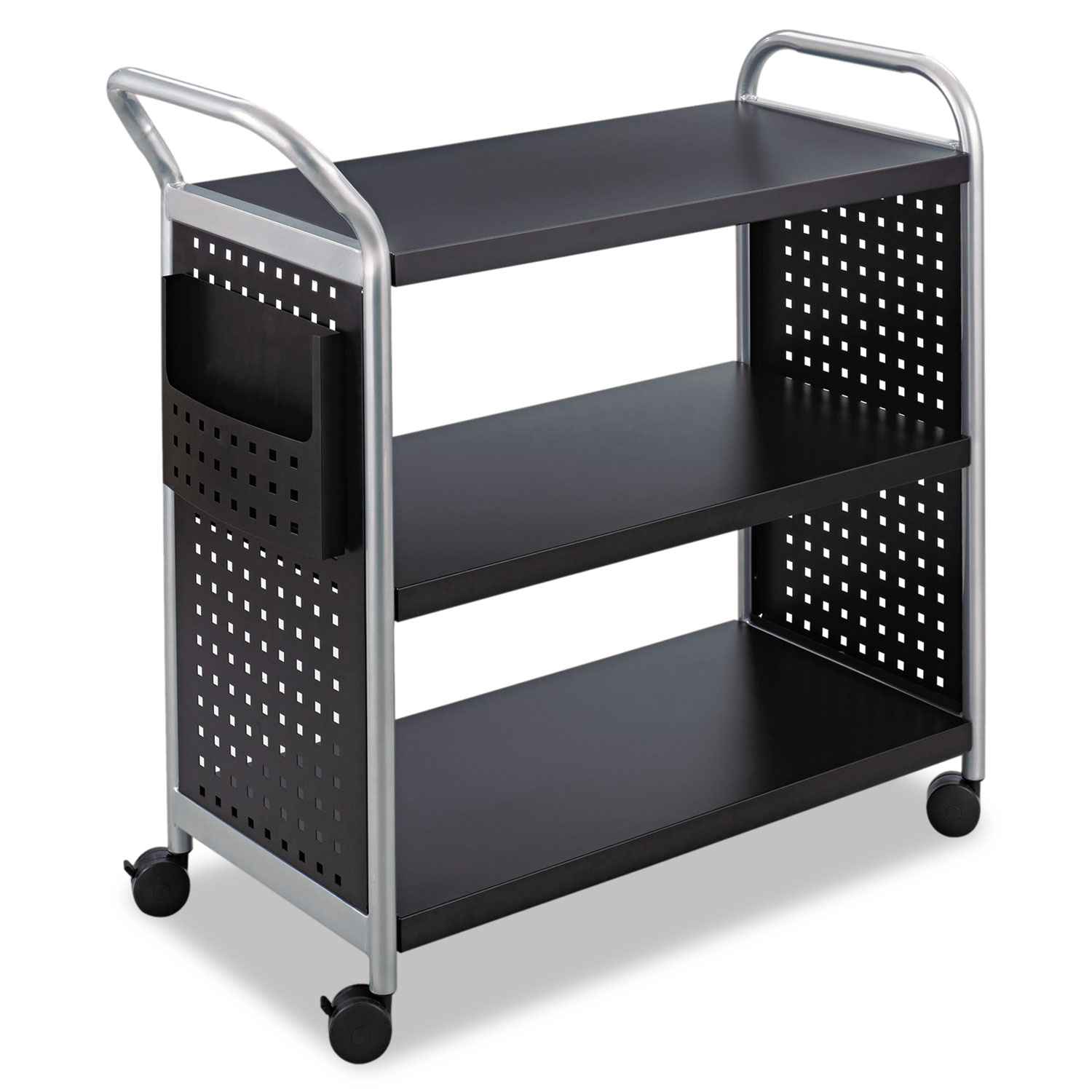  Safco 5339BL Scoot Three-Shelf Utility Cart, 31w x 18d x 38h, Black/Silver (SAF5339BL) 