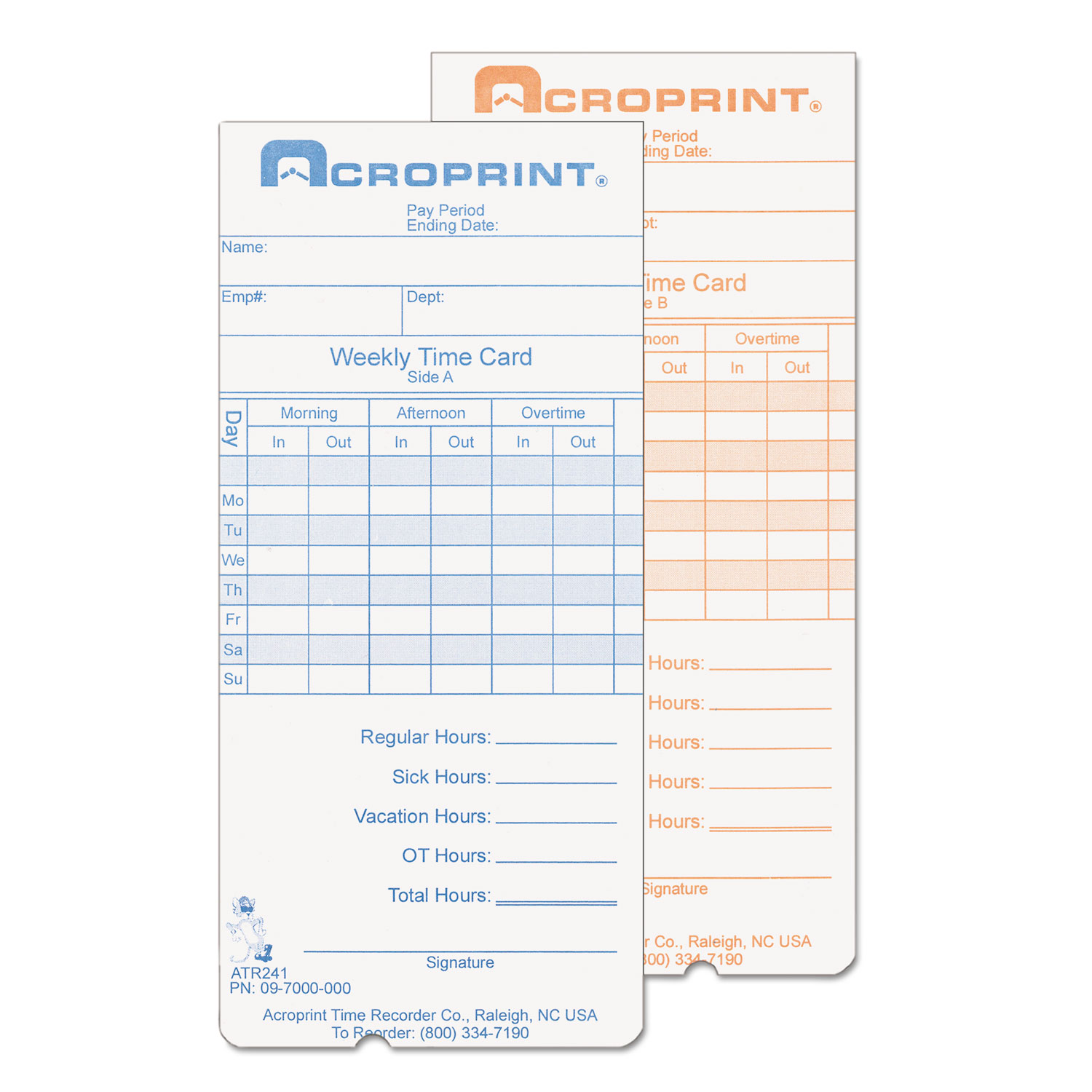  Acroprint 09-7000-000 Weekly Time Cards for ATR240 and ATR360, 250/Pack (ACP097000000) 