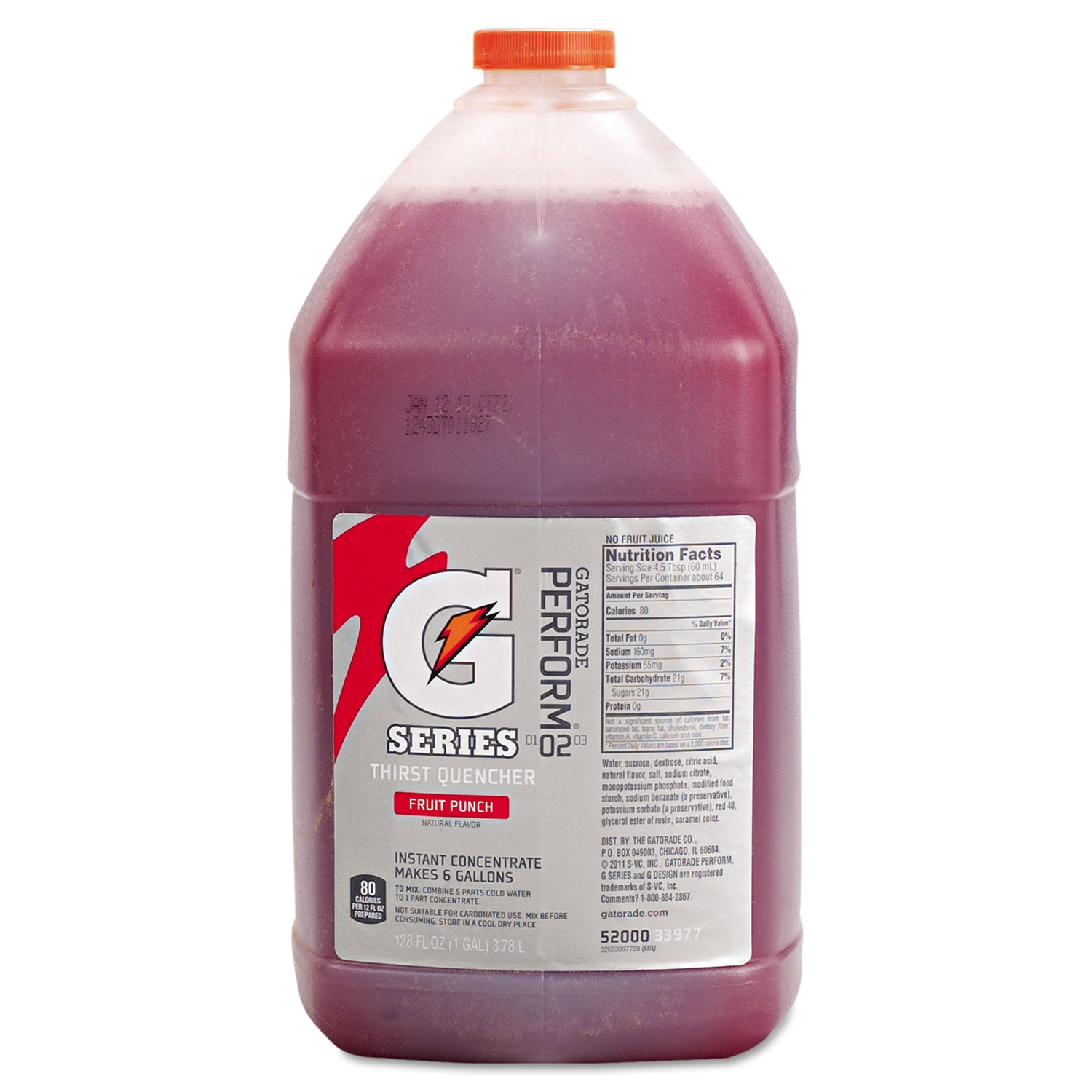  Gatorade 33977 Liquid Concentrate, Fruit Punch, One Gallon Jug, 4/Carton (GTD33977) 