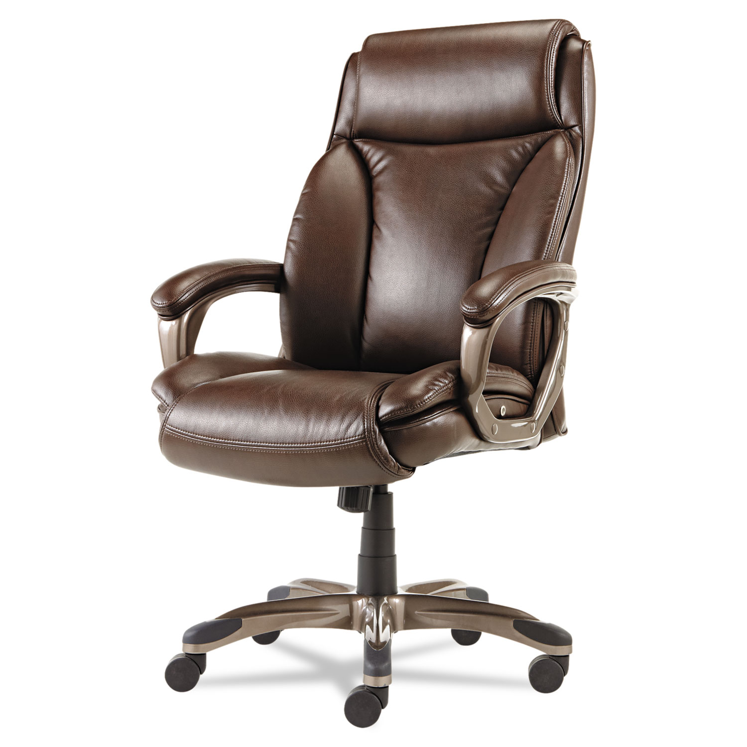  Alera ALEVN4159 Alera Veon Series Executive High-Back Leather Chair, Supports up to 275 lbs., Brown Seat/Brown Back, Bronze Base (ALEVN4159) 