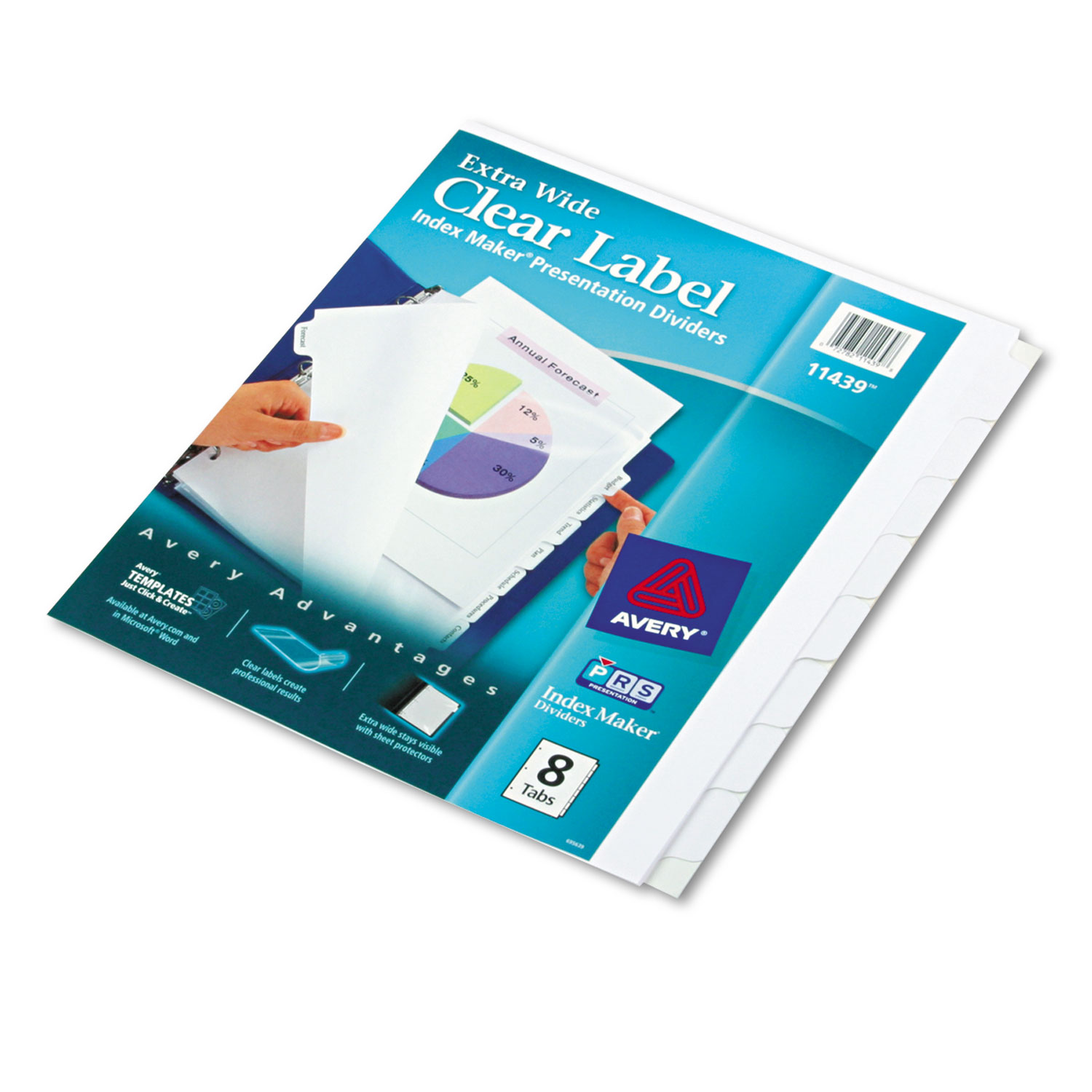 Print & Apply Clear Label Dividers w/White Tabs, 8-Tab, 11 1/4 x 9 1/4