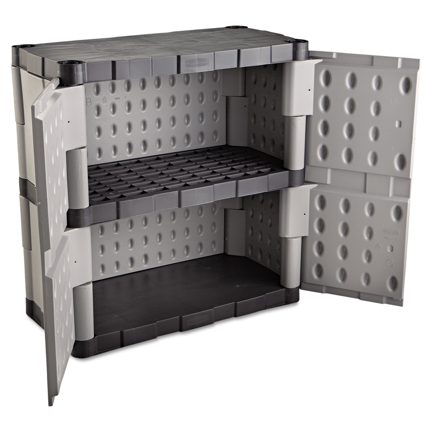Double-Door Storage Cabinet - Base, 36w x 18d x 36h, Gray/Black