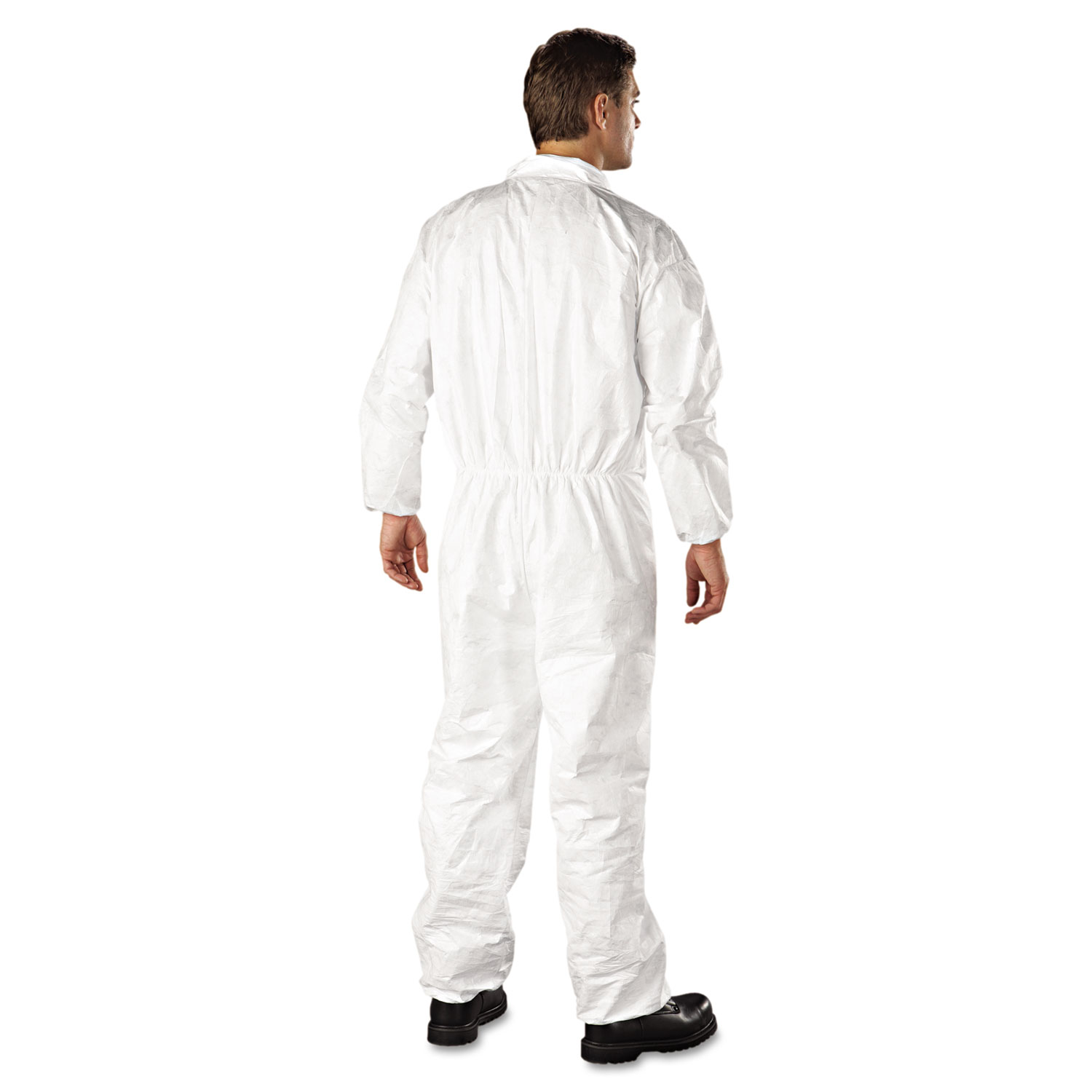 Tyvek Elastic-Cuff Coveralls, HD Polyethylene, White, Large, 25/Carton