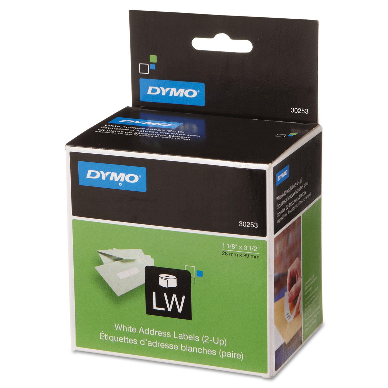  DYMO 30253 LabelWriter 2-UP Address Labels, 1.12 x 3.5, White, 700 Labels/Roll (DYM30253) 