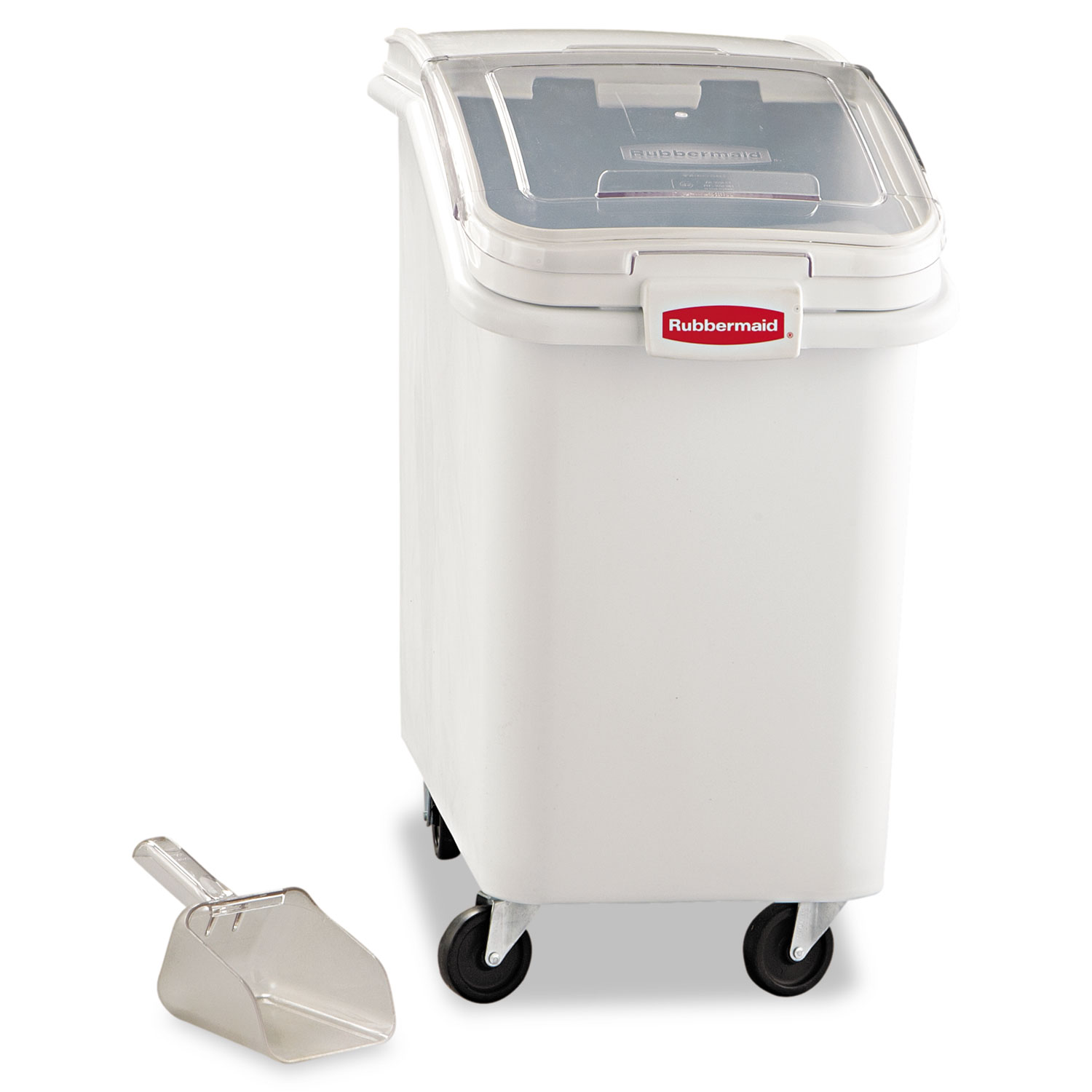 Rubbermaid Commercial ProSave Shelf-Storage Ingredient Bin with Scoop, White