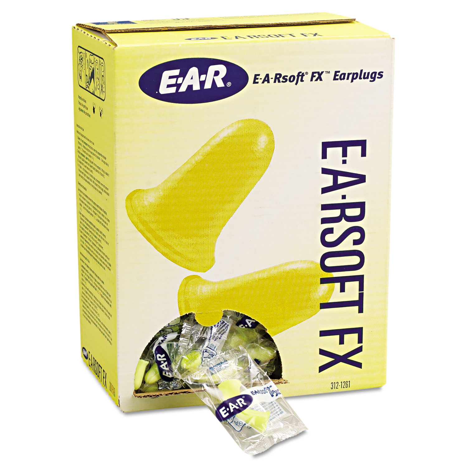 EARsoft FX Single-Use Earplugs, Cordless, 33NRR, Yellow, 200 Pairs