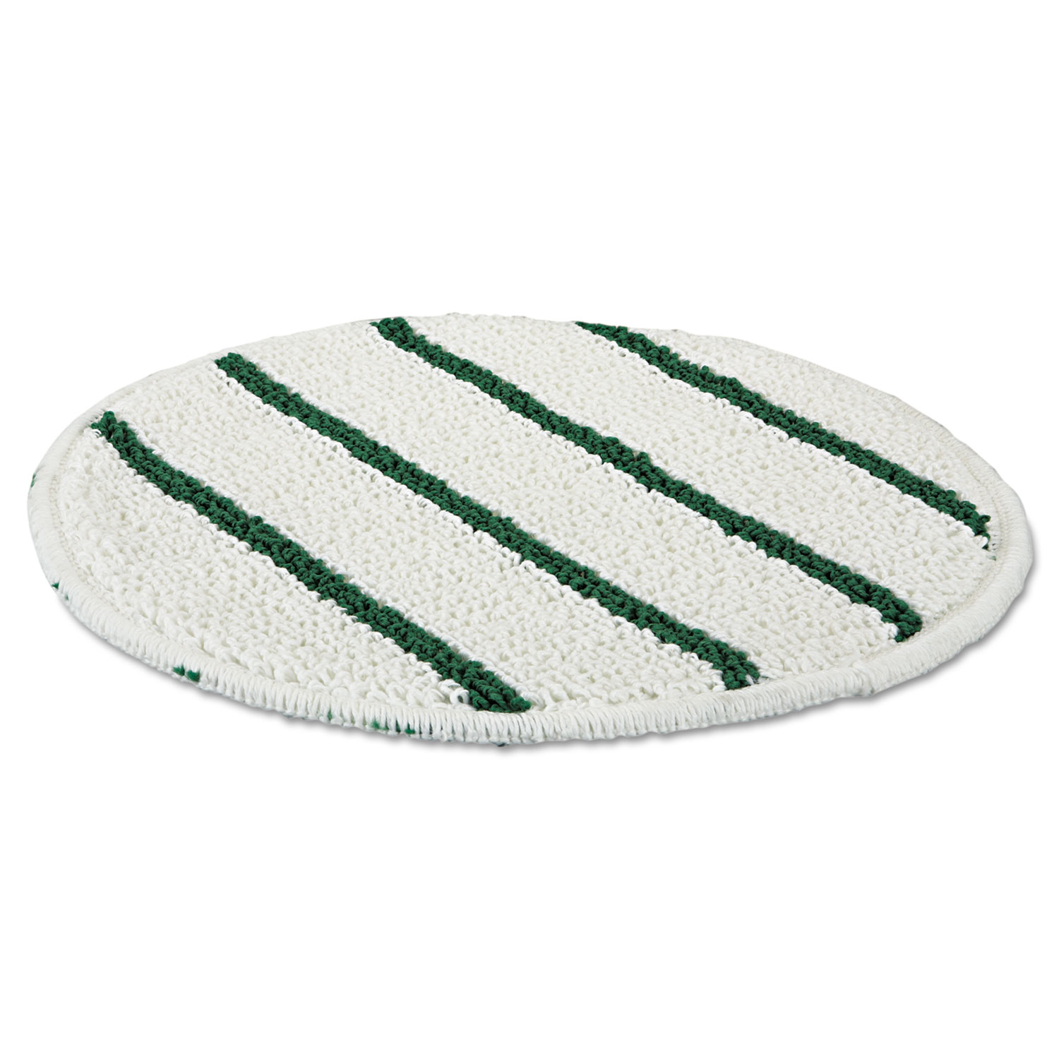 Low Profile Scrub-Strip Carpet Bonnet, 19 Diameter, White/Green, 5/Carton