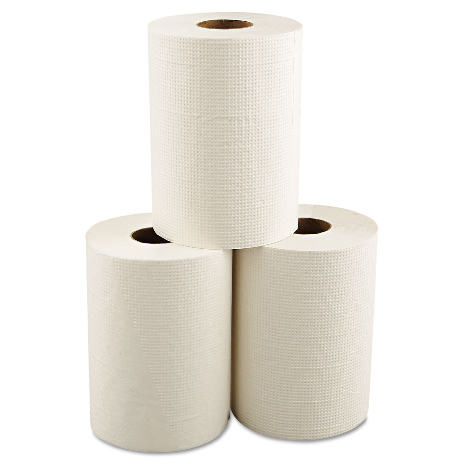 Hardwound Roll Towels, 8 x 350ft, White, 12 Rolls/Carton