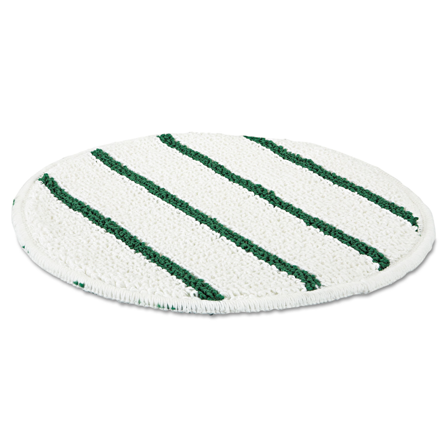 Low Profile Scrub-Strip Carpet Bonnet, 21 Diameter, White/Green, 5/Carton