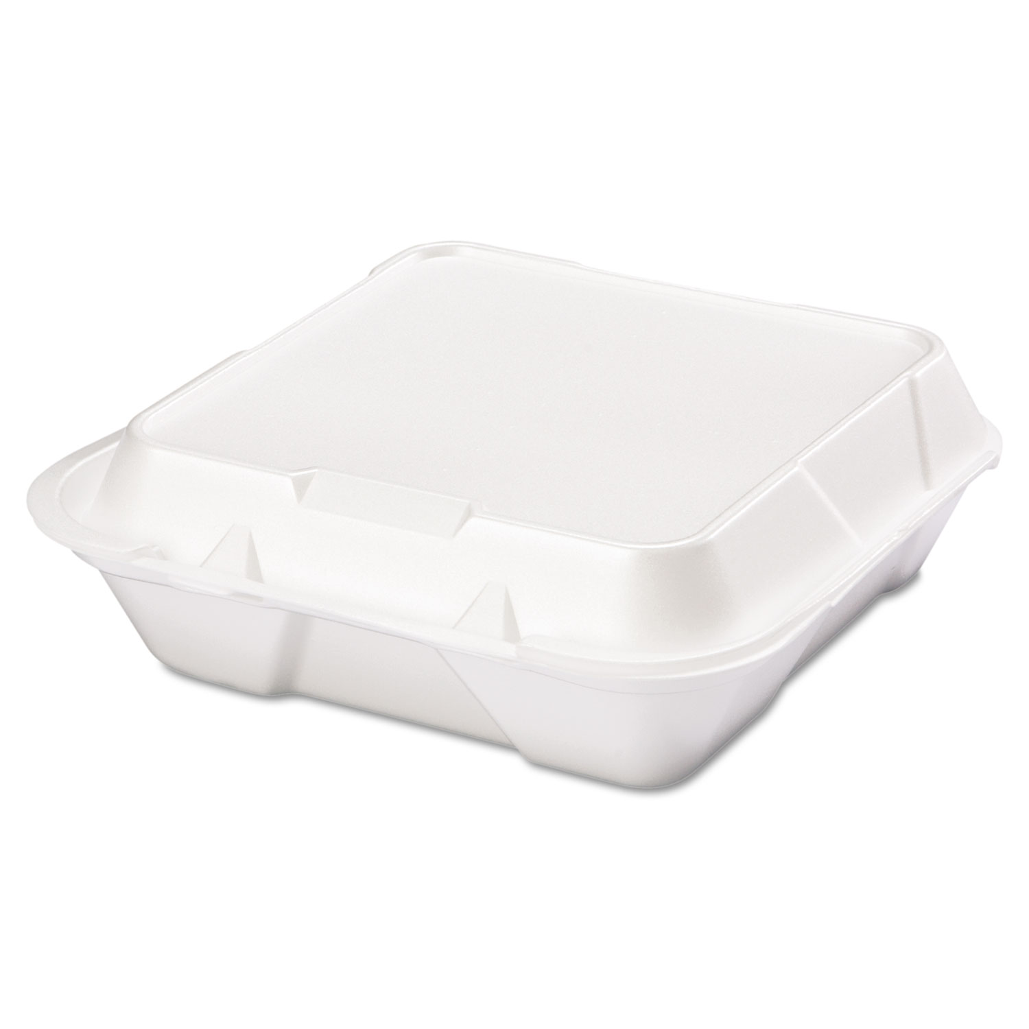 100//Bag White 1-Compartment GNPSN200 Genpak Foam Hinged Carryout Container