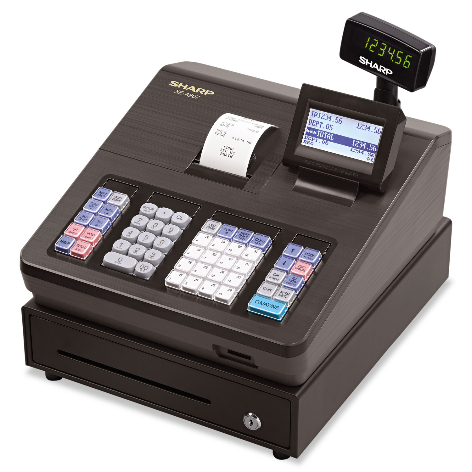  Sharp XEA207 XE Series Electronic Cash Register, Thermal Printer, 2500 Lookup, 25 Clerks, LCD (SHRXEA207) 