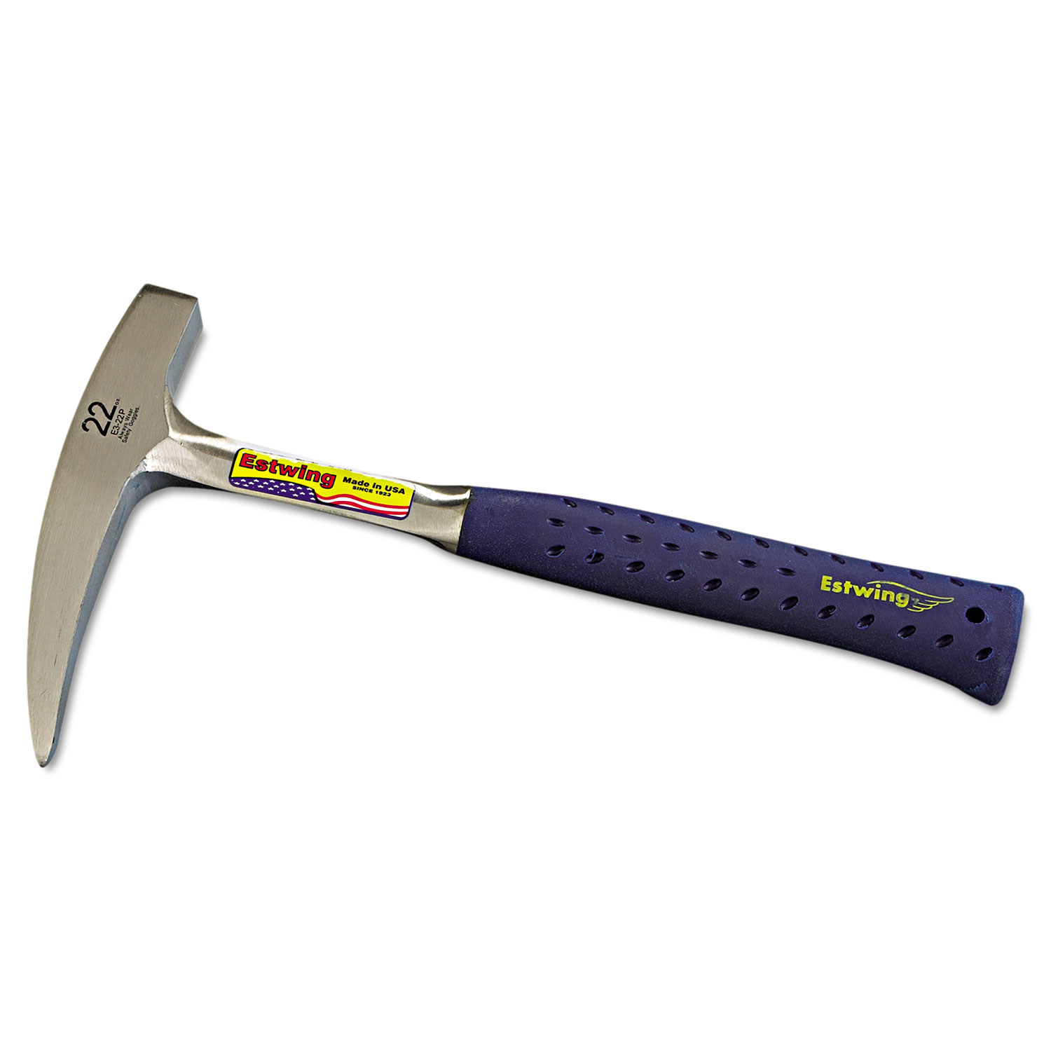 E3 22P Geological Rock-Pick Hammer, 22oz, 13 Tool Length, Shock Reduction Grip