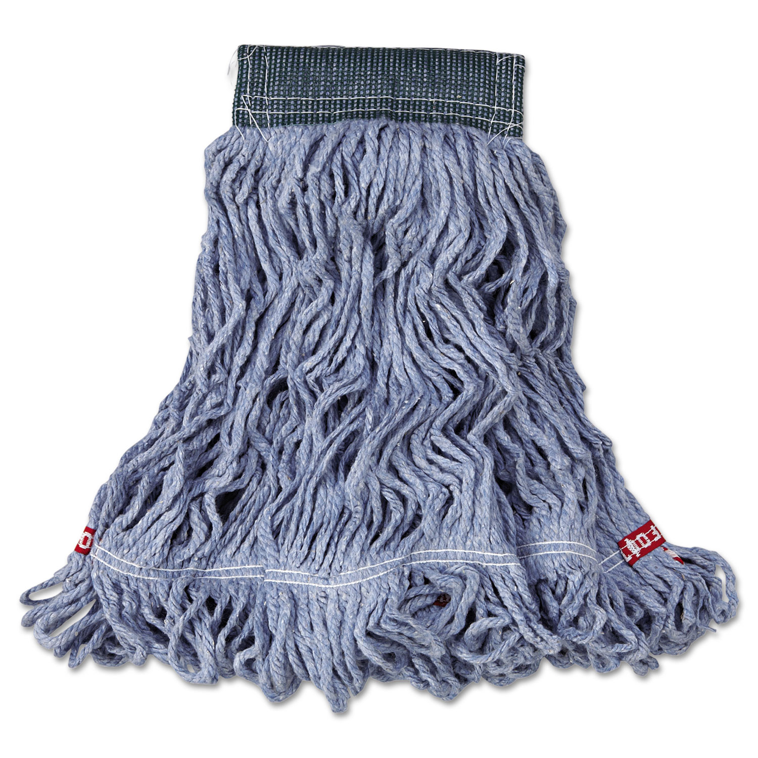  Rubbermaid Commercial FGA15206BL00 Web Foot Wet Mop, Cotton/Synthetic, Blue, Medium, 5 Green Headband, 6/Carton (RCPA152BLU) 