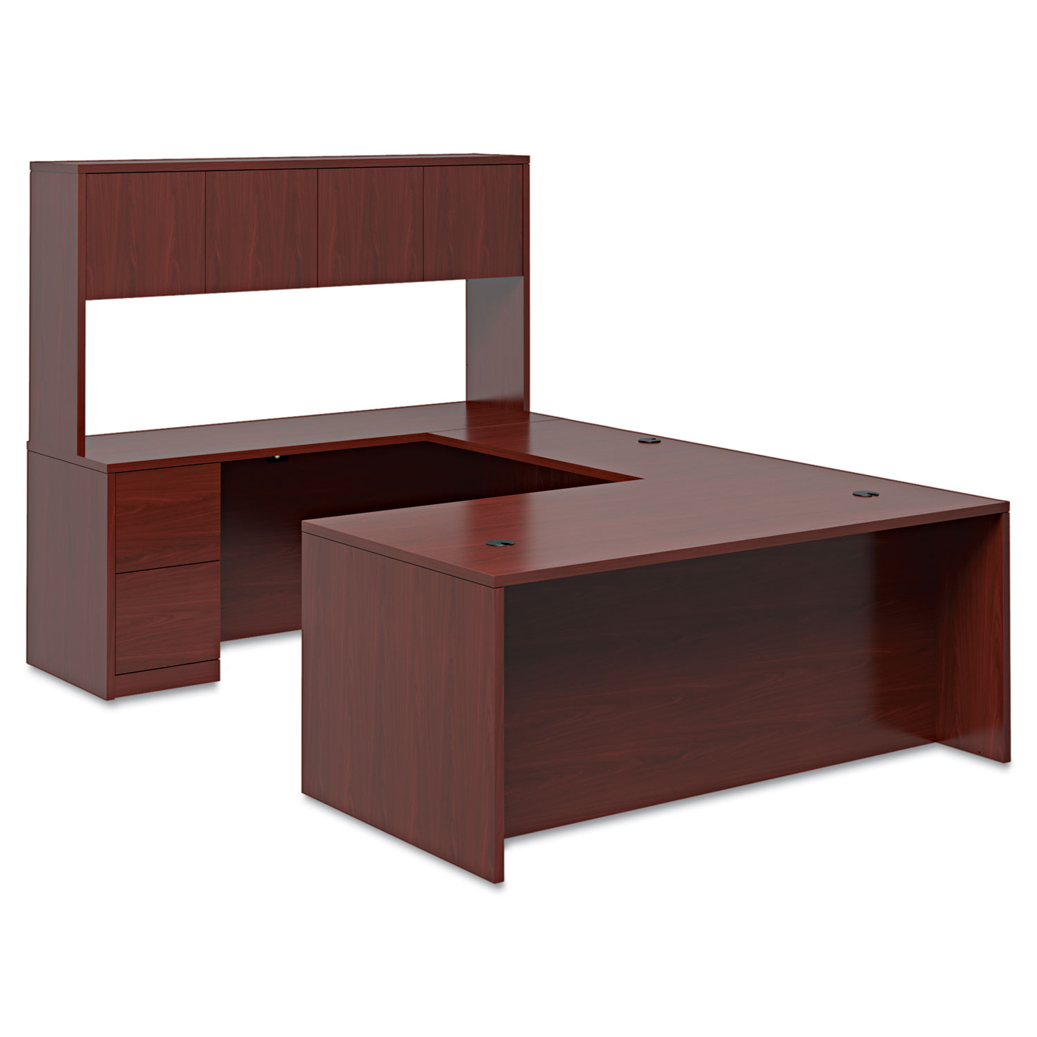 10500 Series L Single Ped Desk, Right Full-Height Ped, 72 x 36, Mahogany