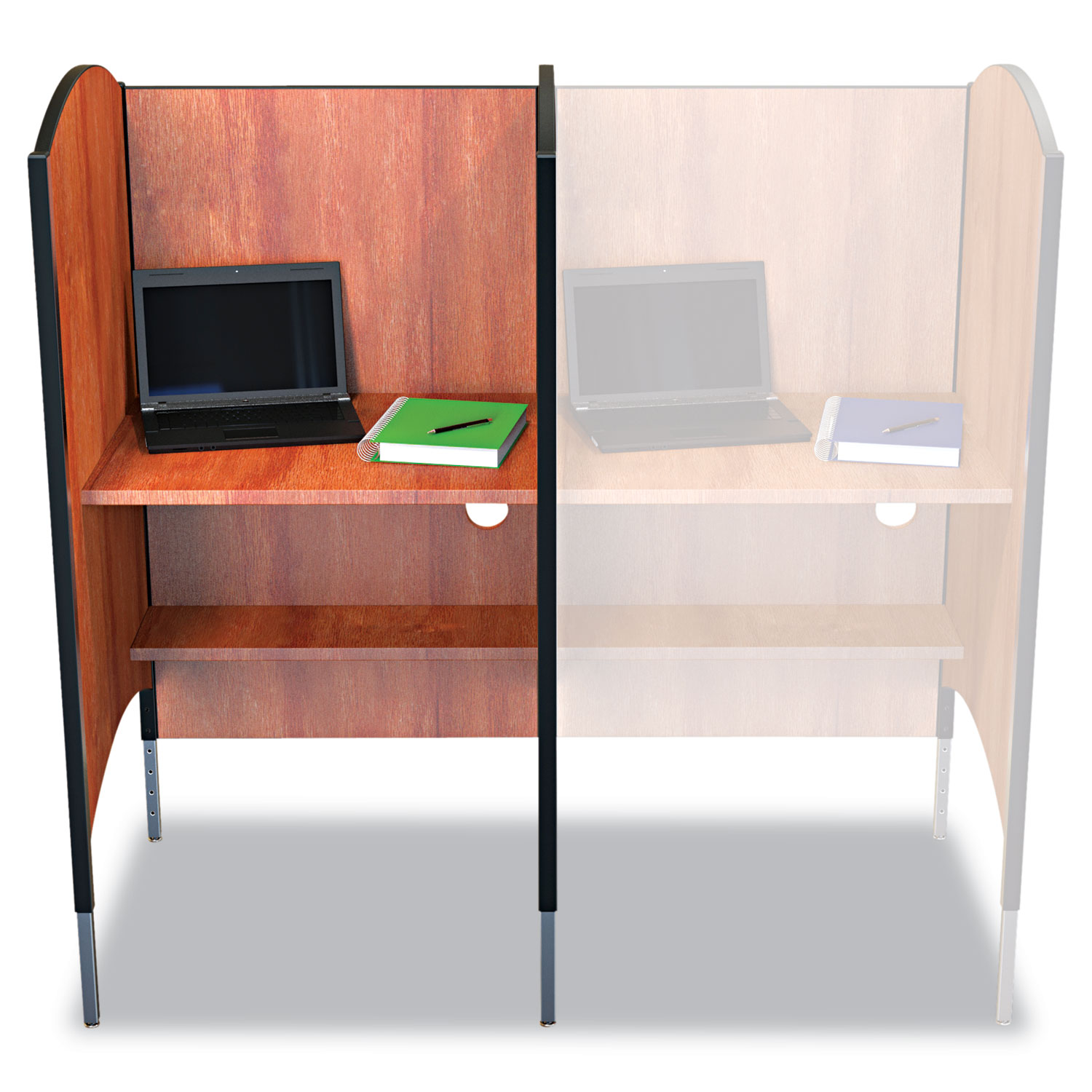 Height-Adjustable Carrel, Laminate, 31w x 30d x 57-1/2 to 69-1/2h, Cherry
