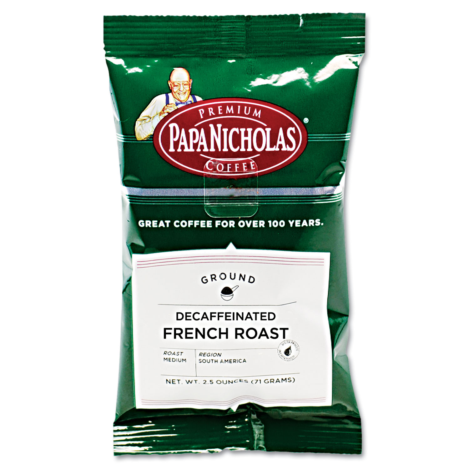  PapaNicholas Coffee 25186 Premium Coffee, Decaffeinated French Roast, 18/Carton (PCO25186) 