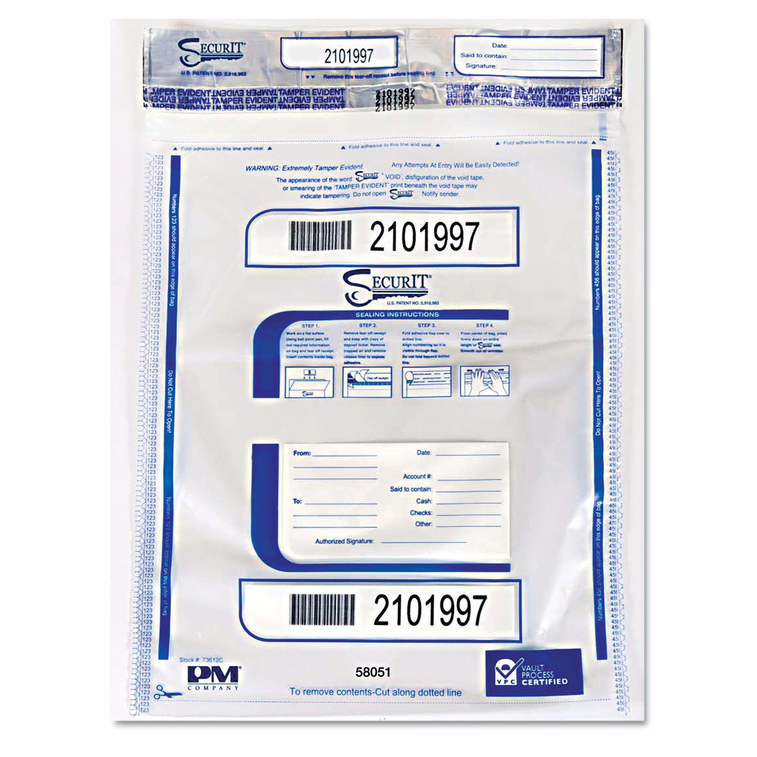 Triple Protection Tamper-Evident Deposit Bags, 20 x 24, Clear, 50/Pack
