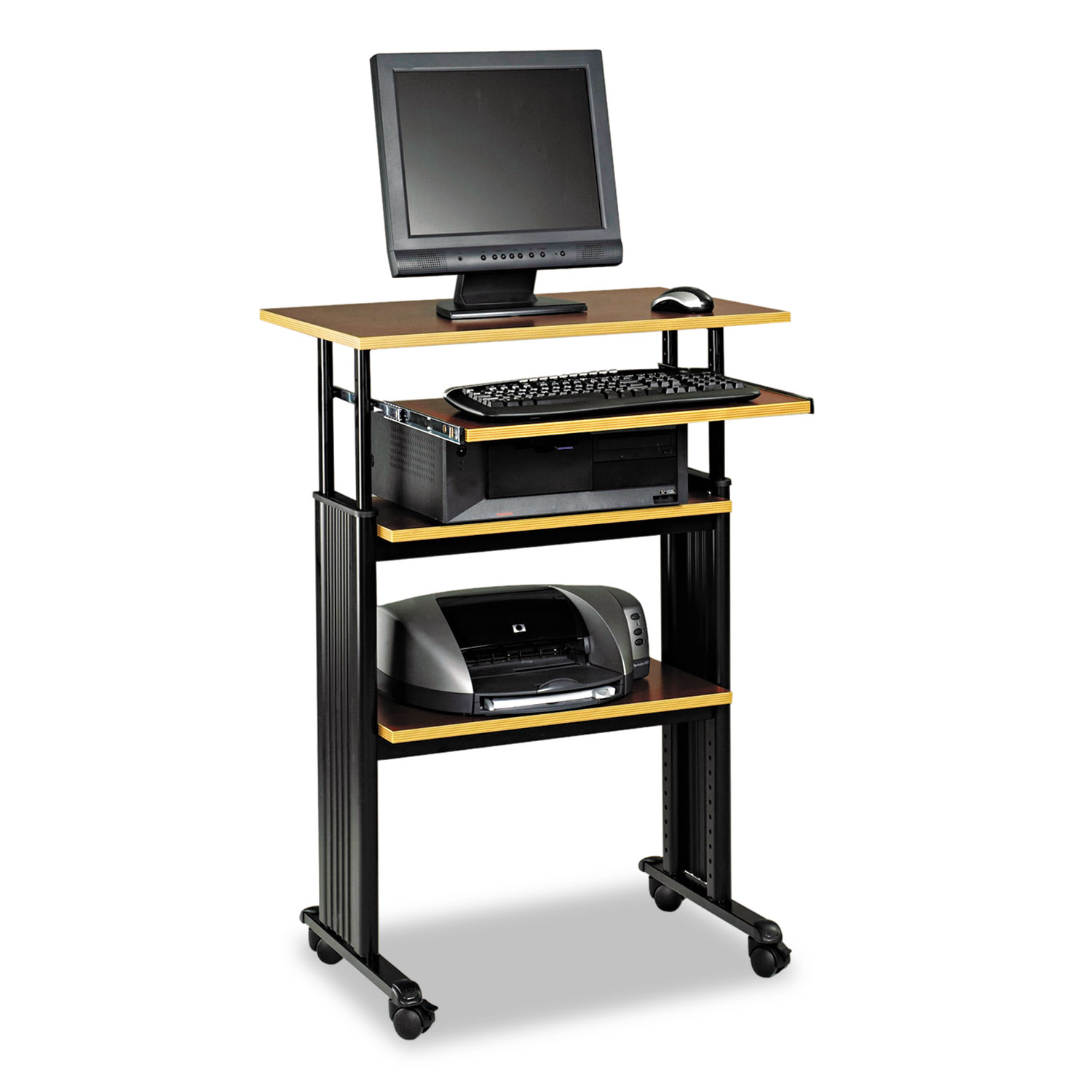 Adjustable Height Stand-Up Workstation, 29w x 22d x 49h, Cherry/Black