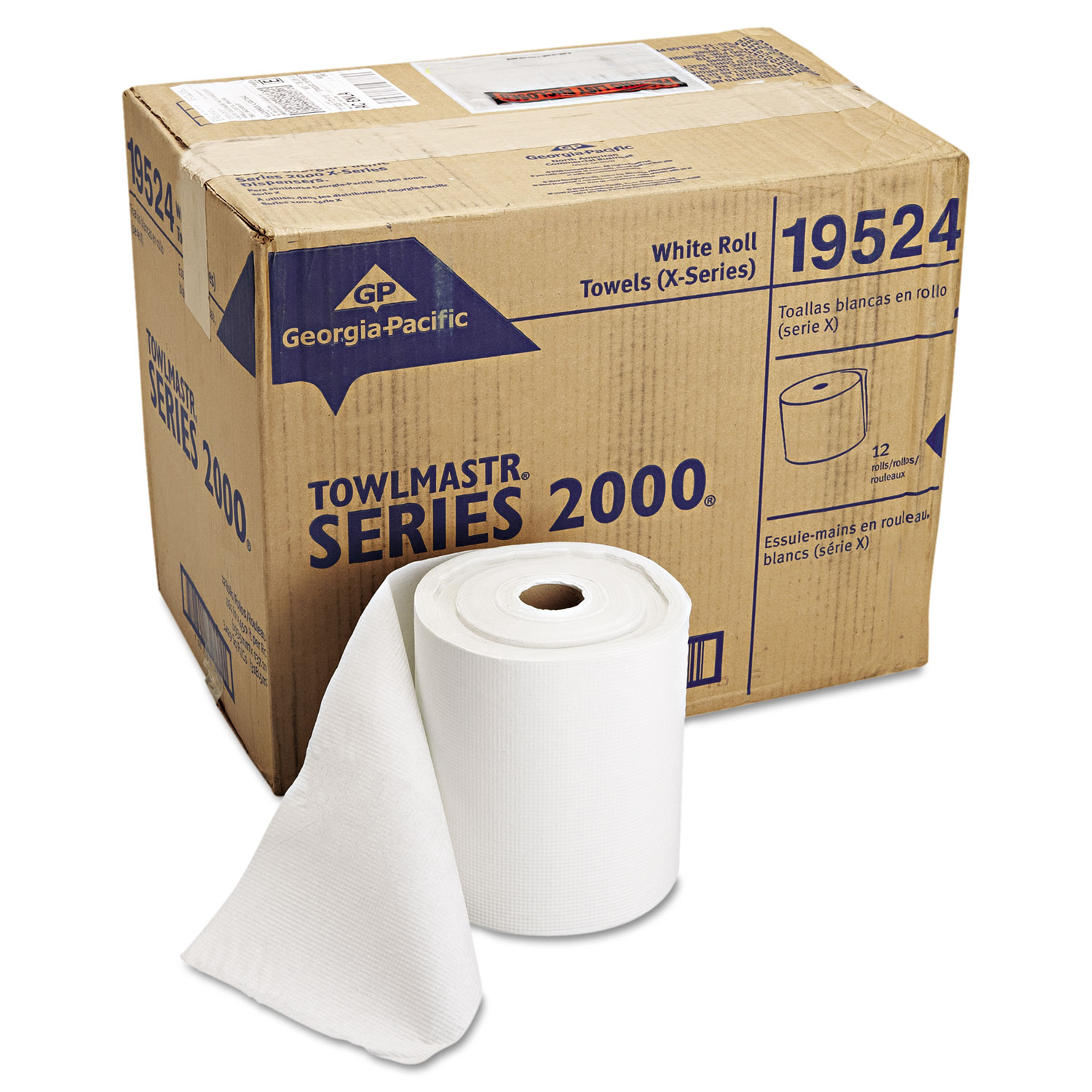 Towlmastr Series 2000 Roll Towel (X-Series), White, 7 3/5 x 450 ft, 12/Carton