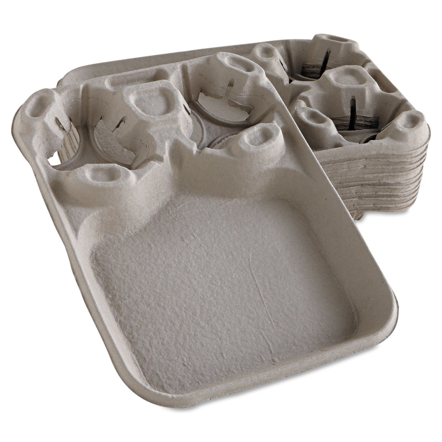 StrongHolder Molded Fiber Cup/Food Trays, 8-44oz, 2-Cup Capacity, 100/Carton