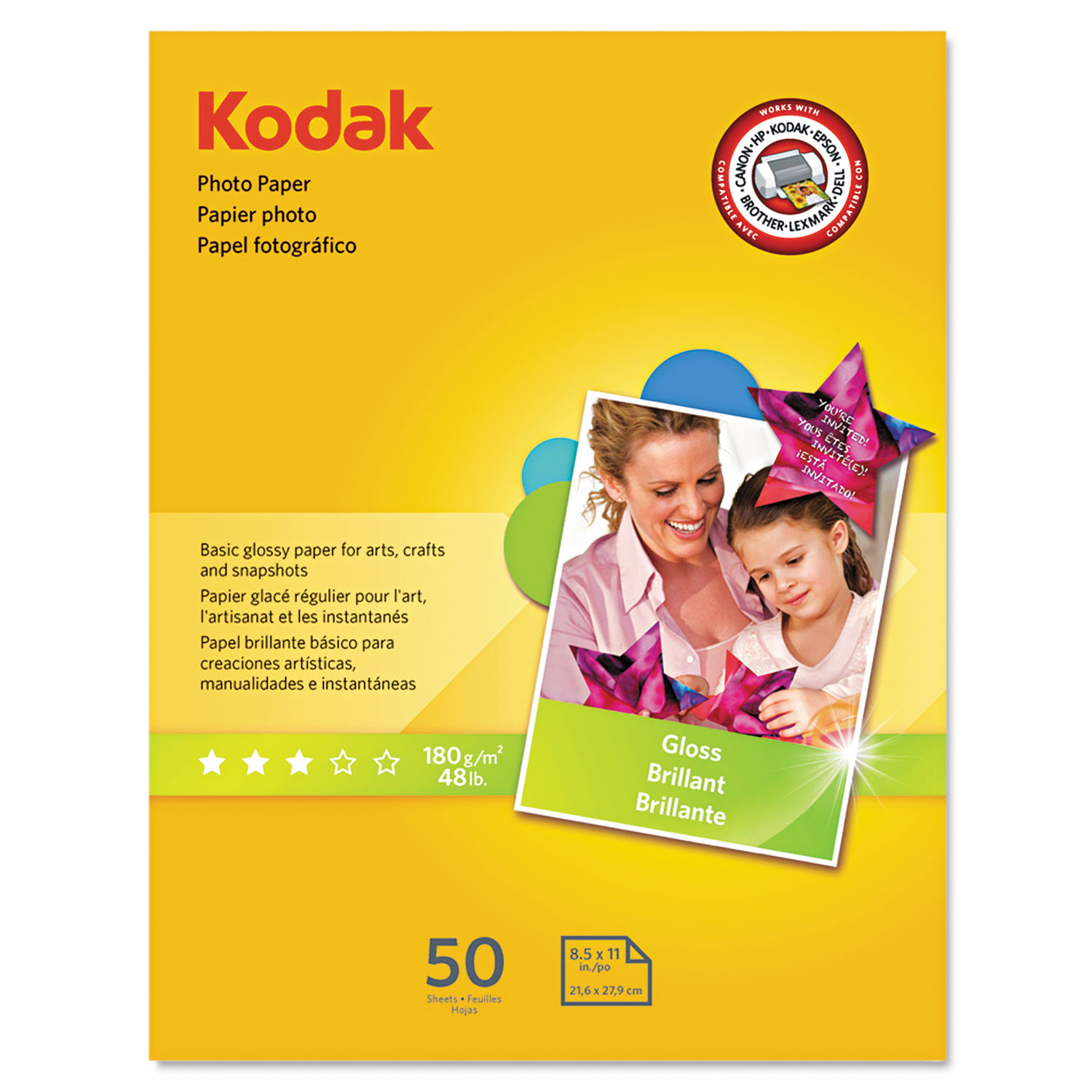 Photo Paper, 6.5 mil, Glossy, 8-1/2 x 11, 50 Sheets/Pack