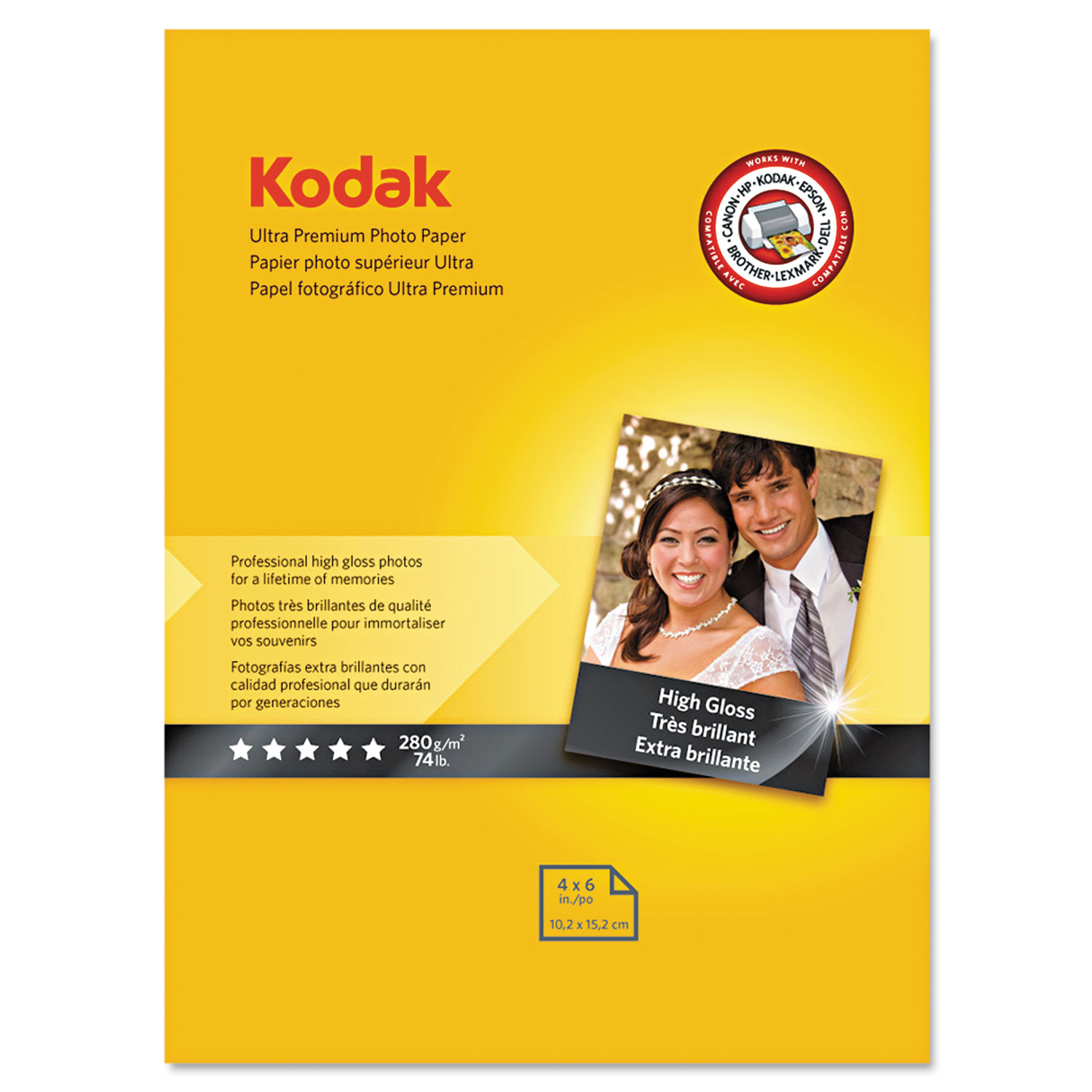  Kodak 8777757 Ultra Premium Photo Paper, 10 mil, 4 x 6, High-Gloss White, 20/Pack (KOD8777757) 