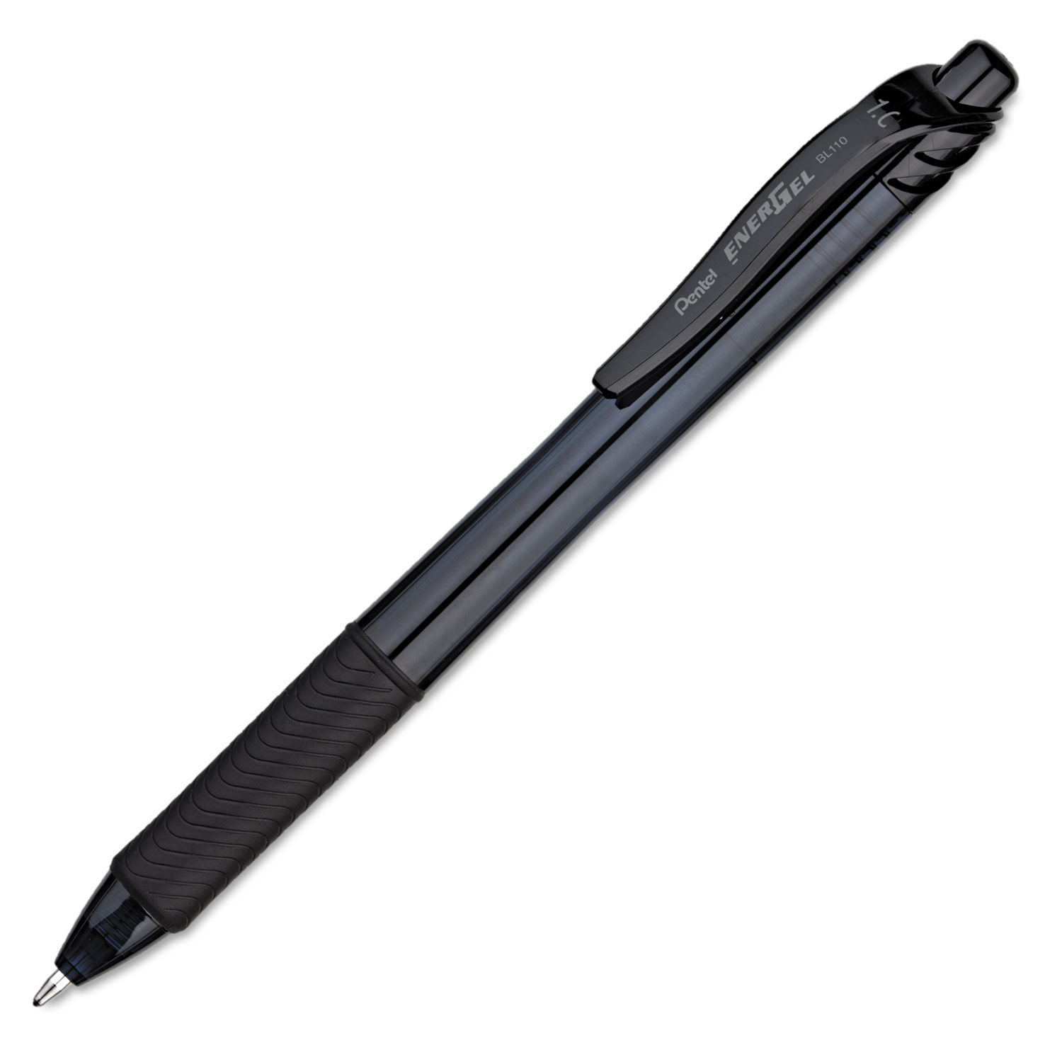 EnerGel-X Retractable Gel Pen, 1mm Metal Tip, Black Ink, Smoke Barrel, Dozen